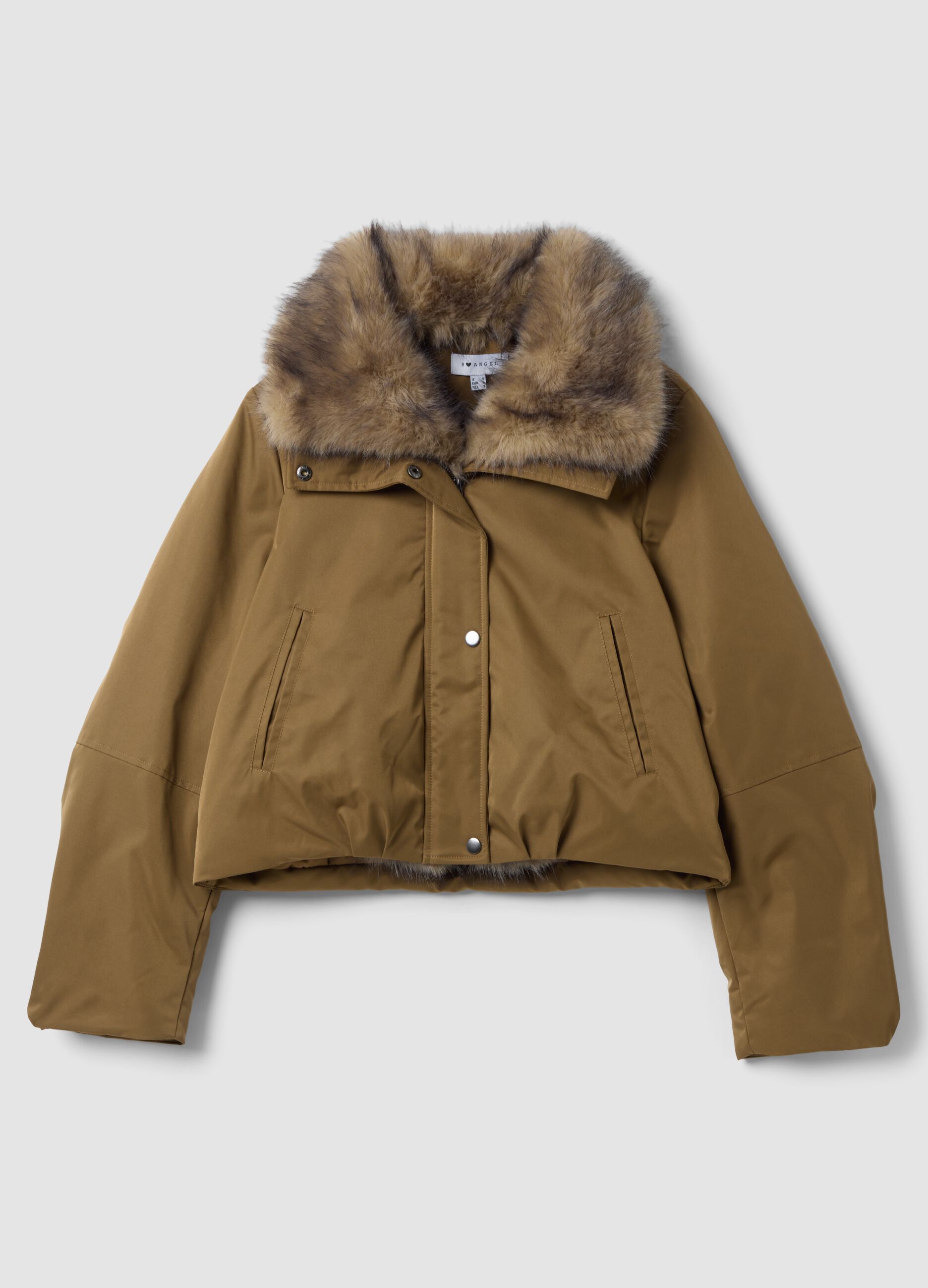 Bomber imbottito verde con colletto a contrasto e zip regular fit