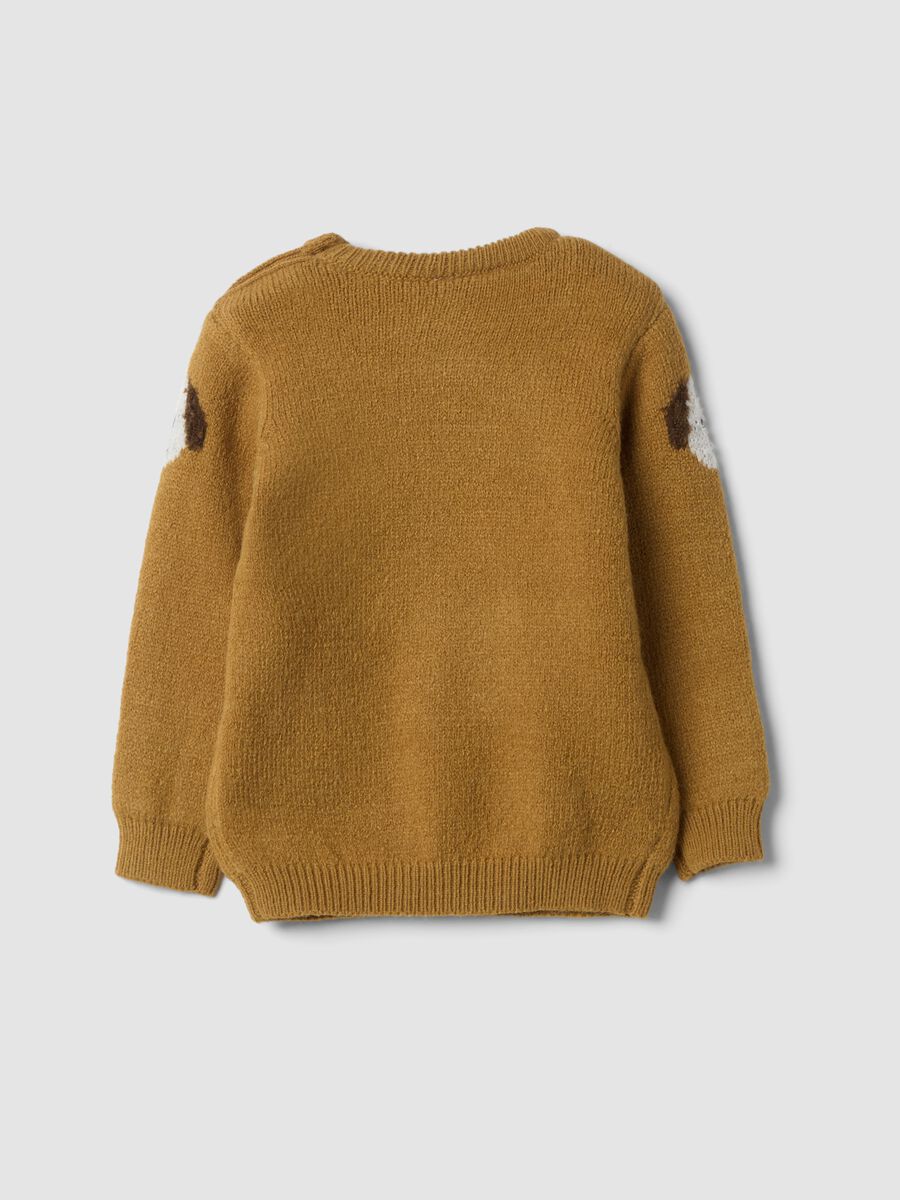 Brown jacquard crew-neck jumper with puppies_1