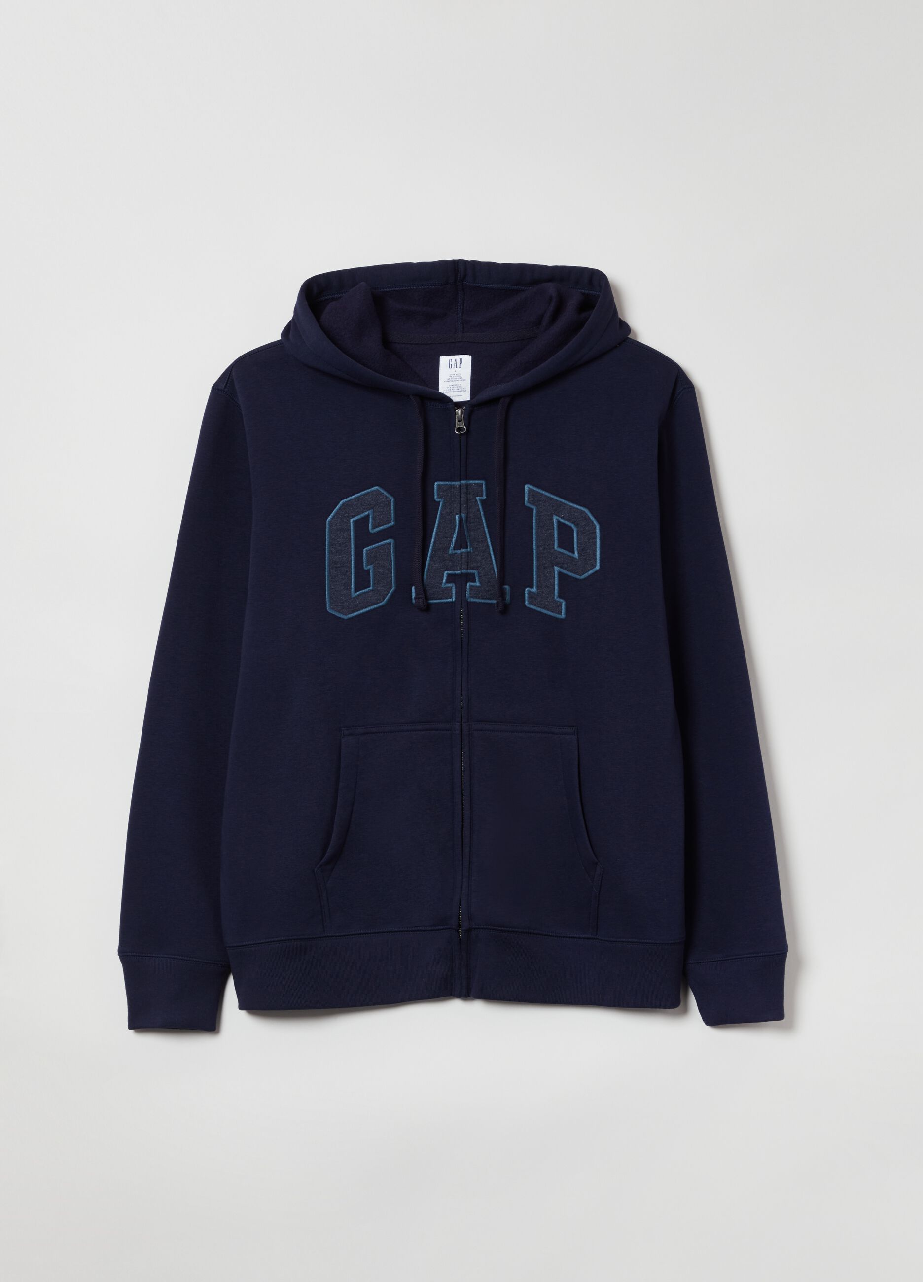 Full-zip fleece sweatshirt with logo embroidery