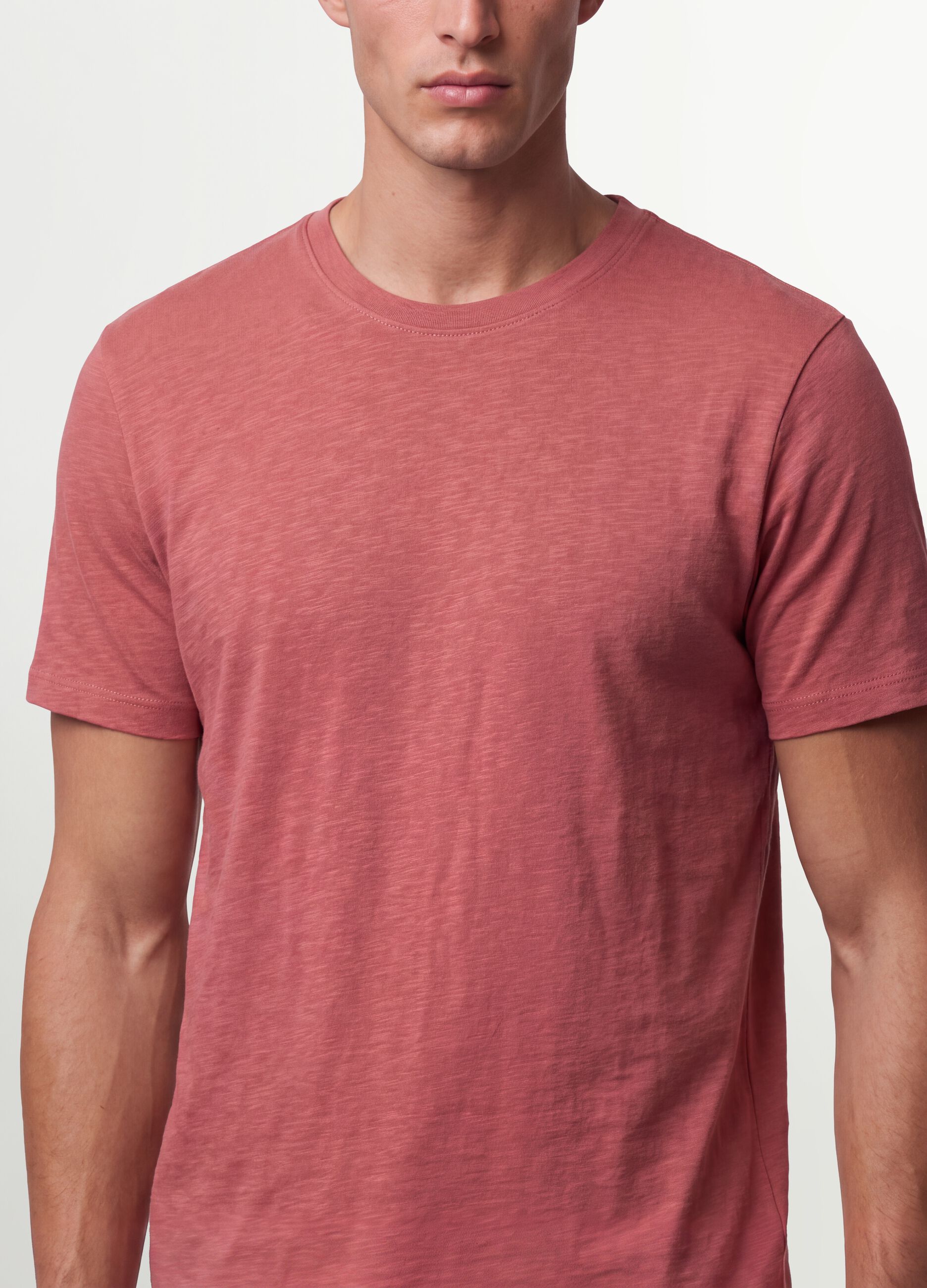 Pink pure cotton regular-fit short-sleeve T-shirt