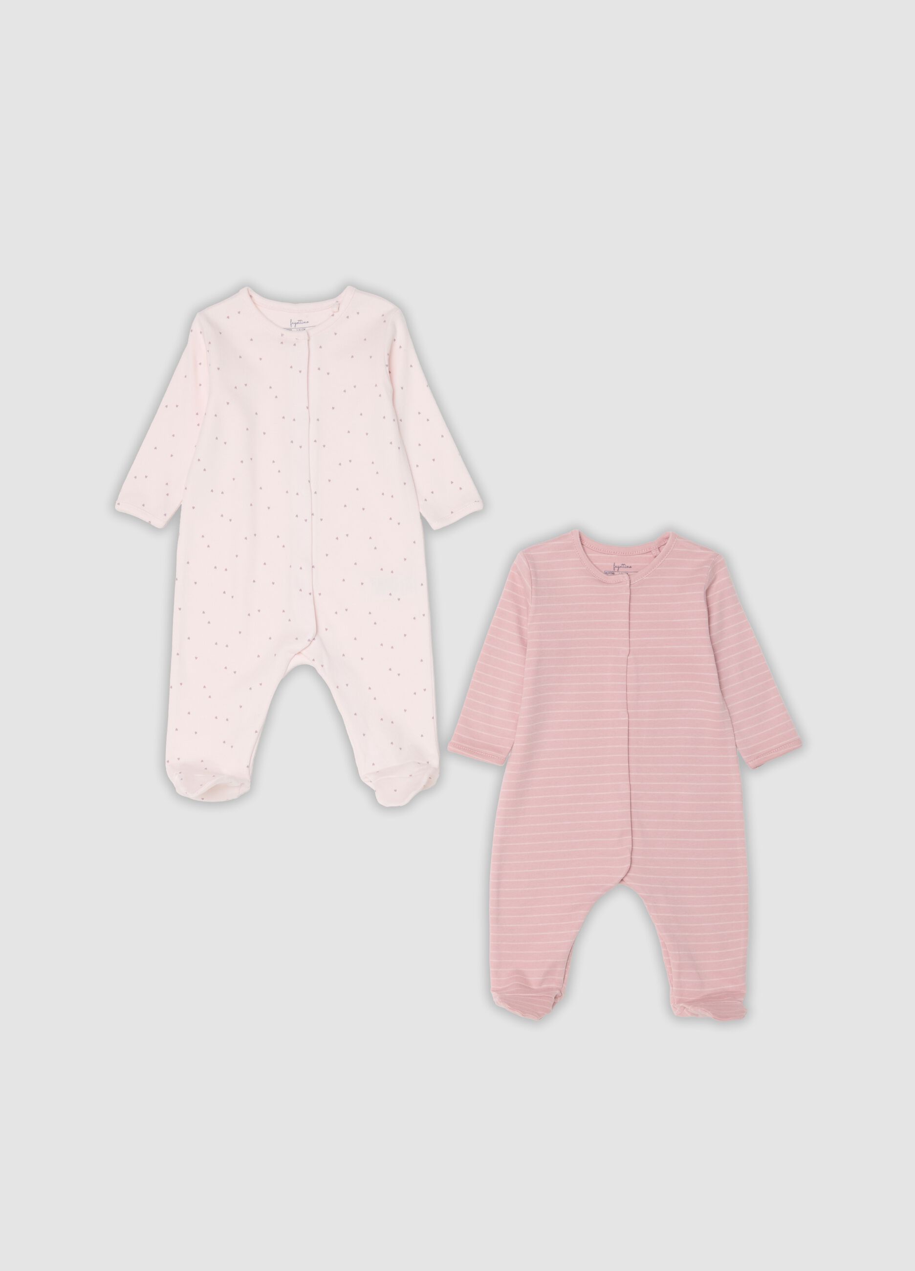 2-pack of pink organic cotton footed sleepsuits for baby girls