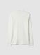 T-shirt bianca in puro cotone con collo rialzato strutturato_2