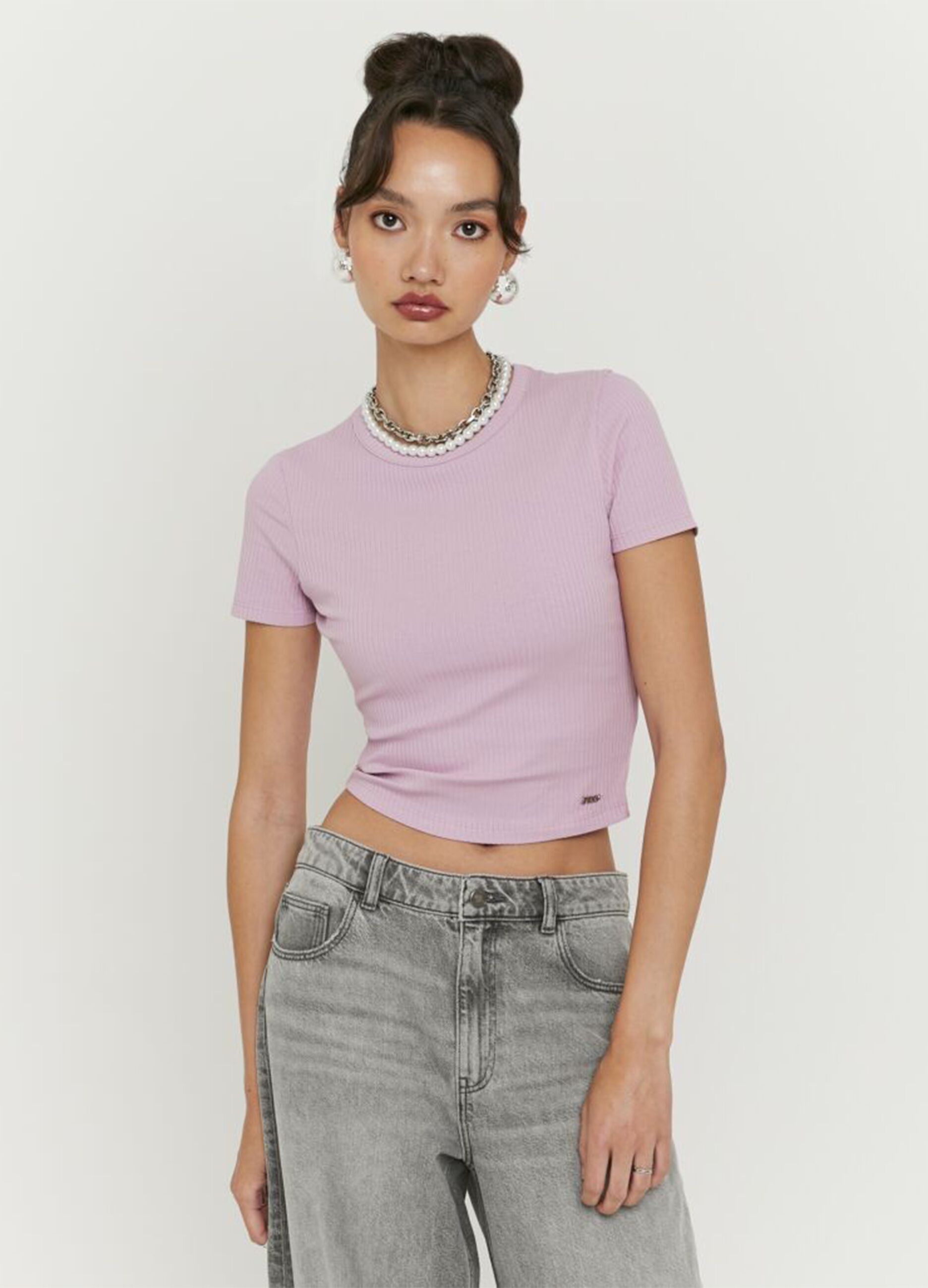 Pink stretch cotton t-shirt regular fit