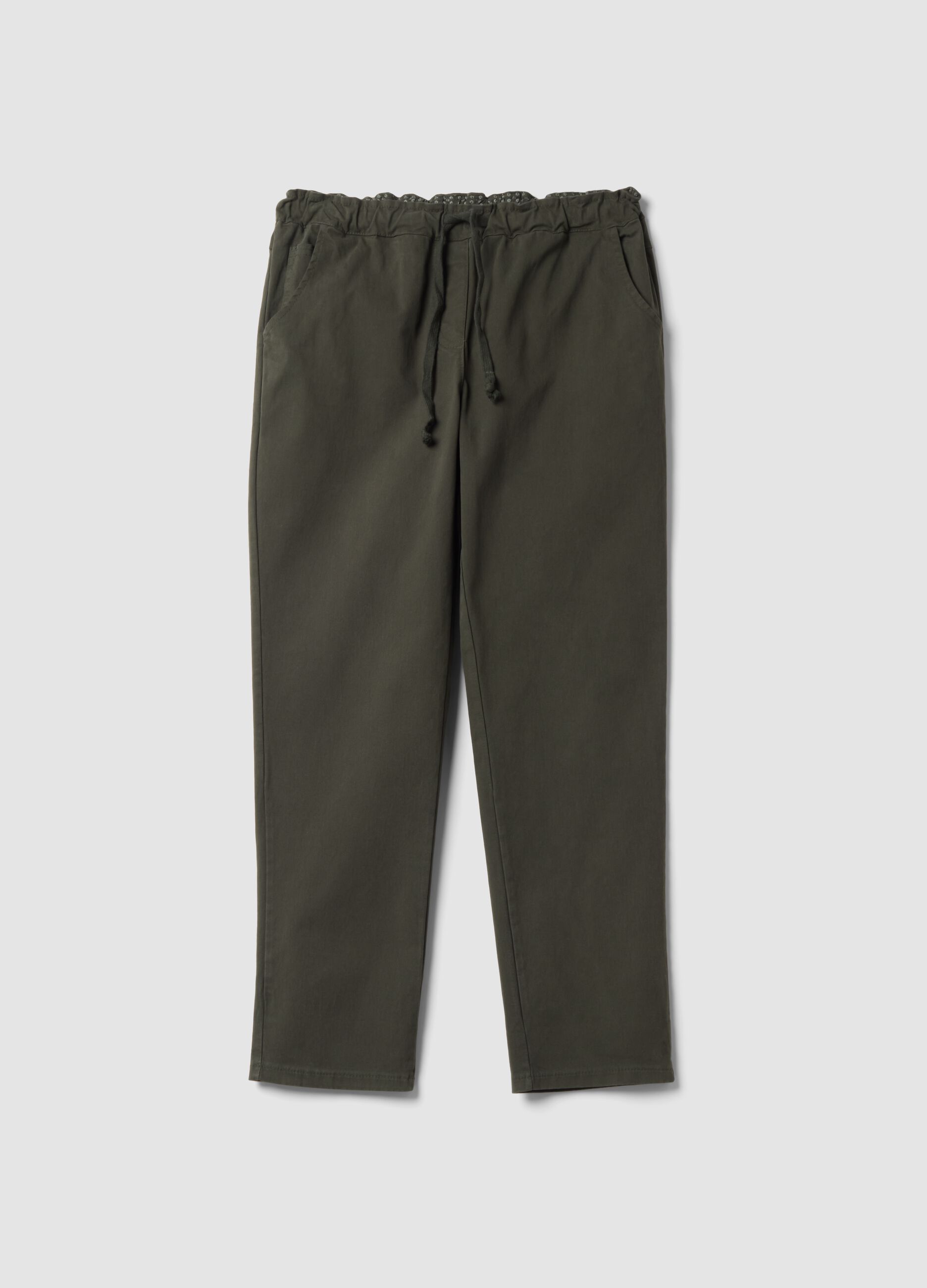 Pantaloni verdi in cotone elasticizzato regular fit