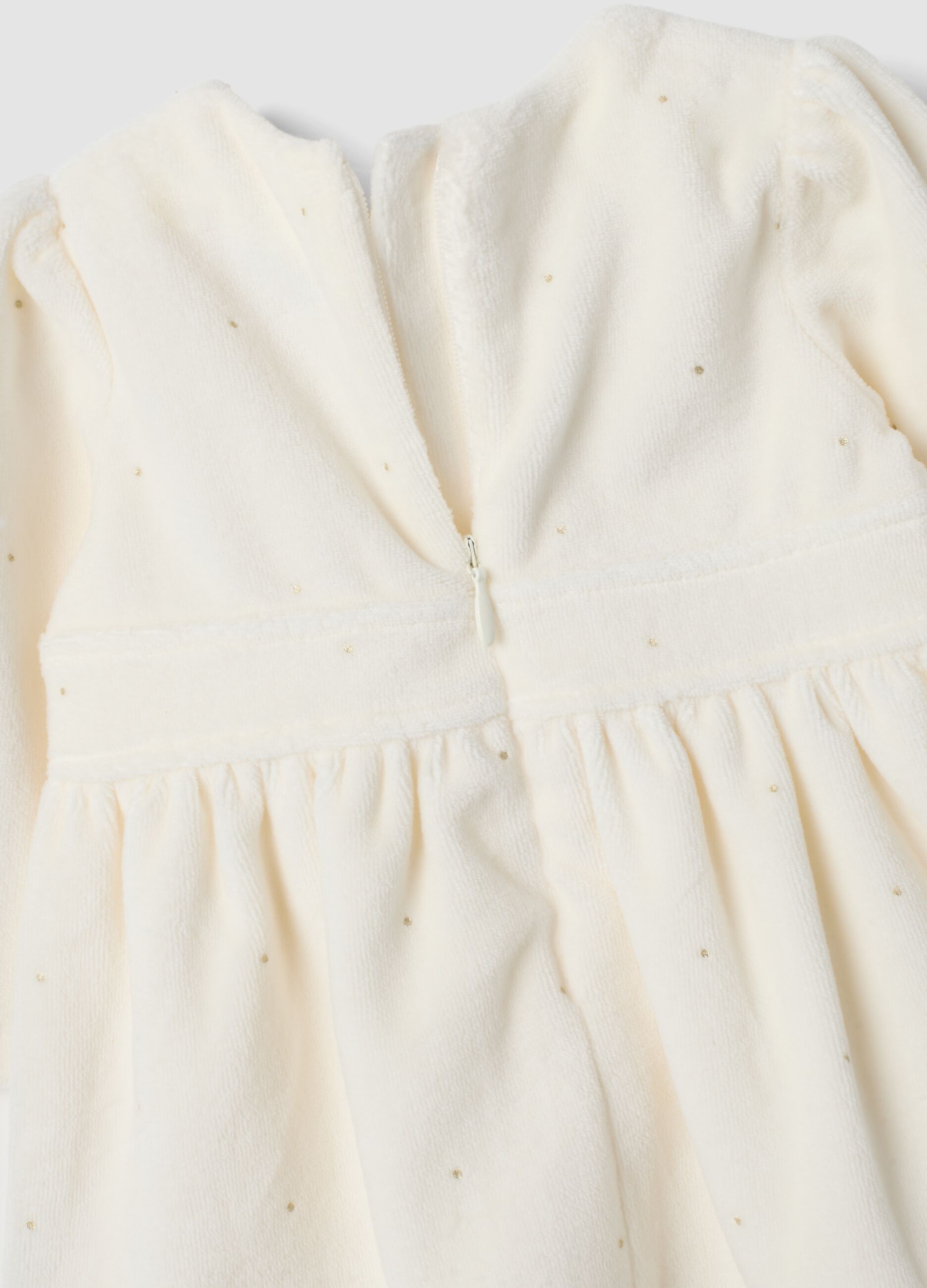 White crew-neck dress in organic cotton blend