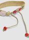 Beige embroidered bracelet with adjustable tie cords_1