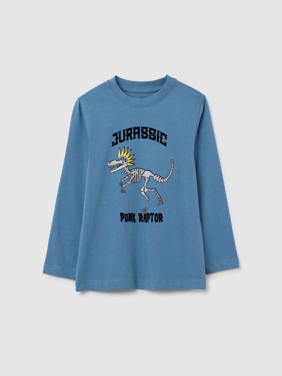 Children's blue cotton T-shirt, regular fit with print_0