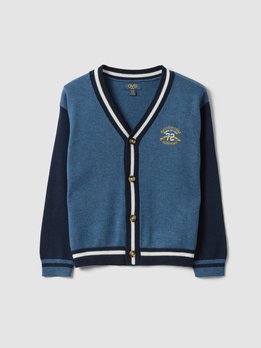 Blue regular-fit cardigan in viscose and wool blend_0