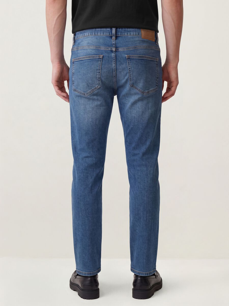 Blue slim-fit stretch cotton jeans_2