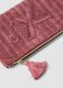 Pink clutch bag with floral embroidery and tassel_2