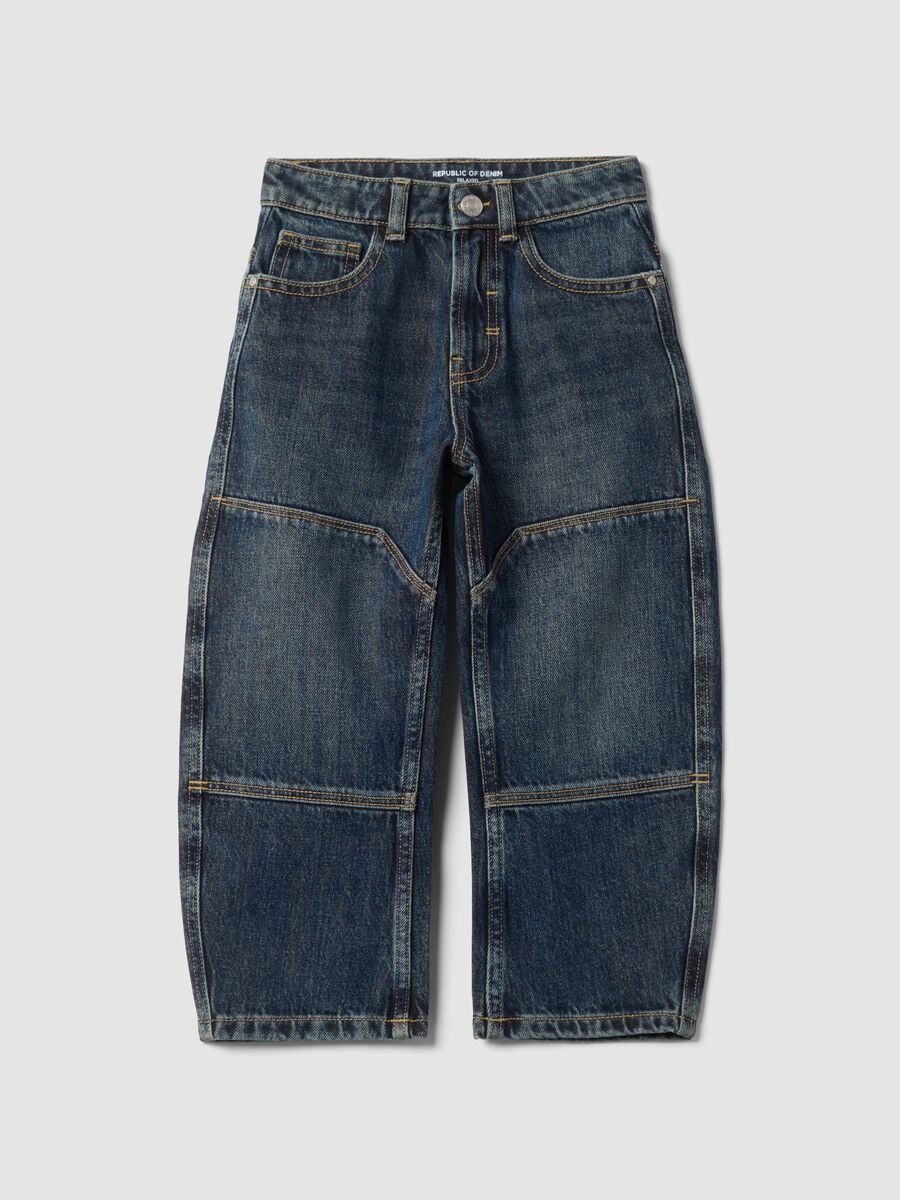 Blue relaxed-fit pure cotton jeans for boys_1