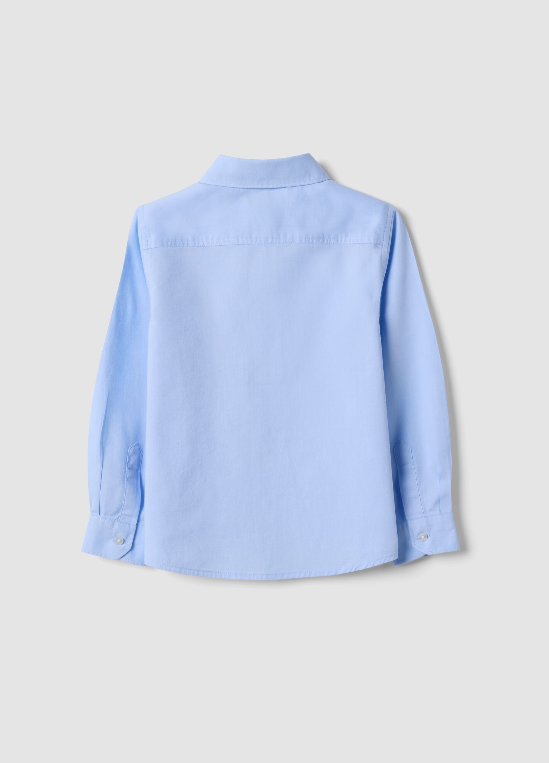 Light blue pure cotton shirt with classic collar, regular fit