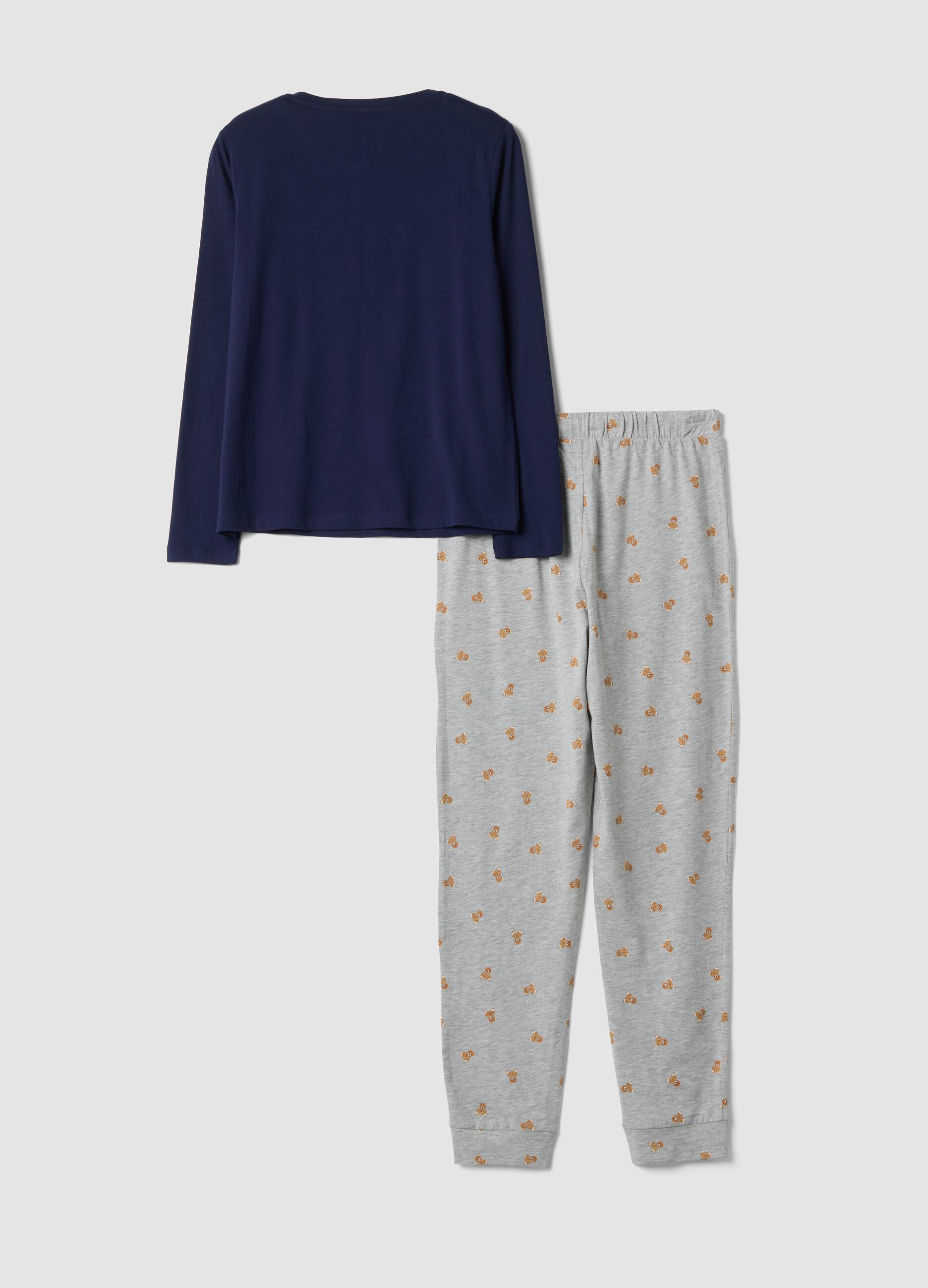 Navy pure organic cotton pyjamas with henley neckline