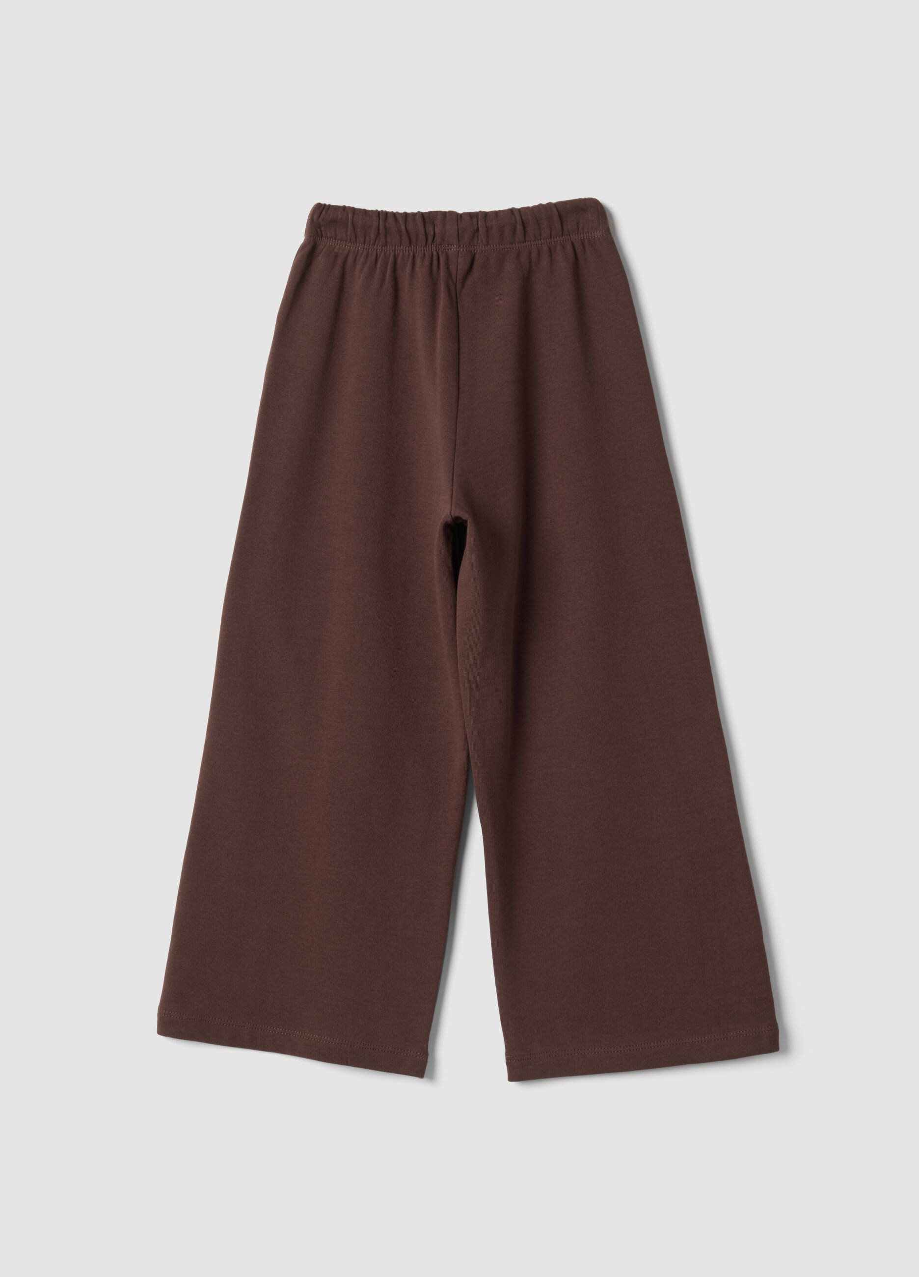 Pantaloni marroni in puro cotone a gamba ampia