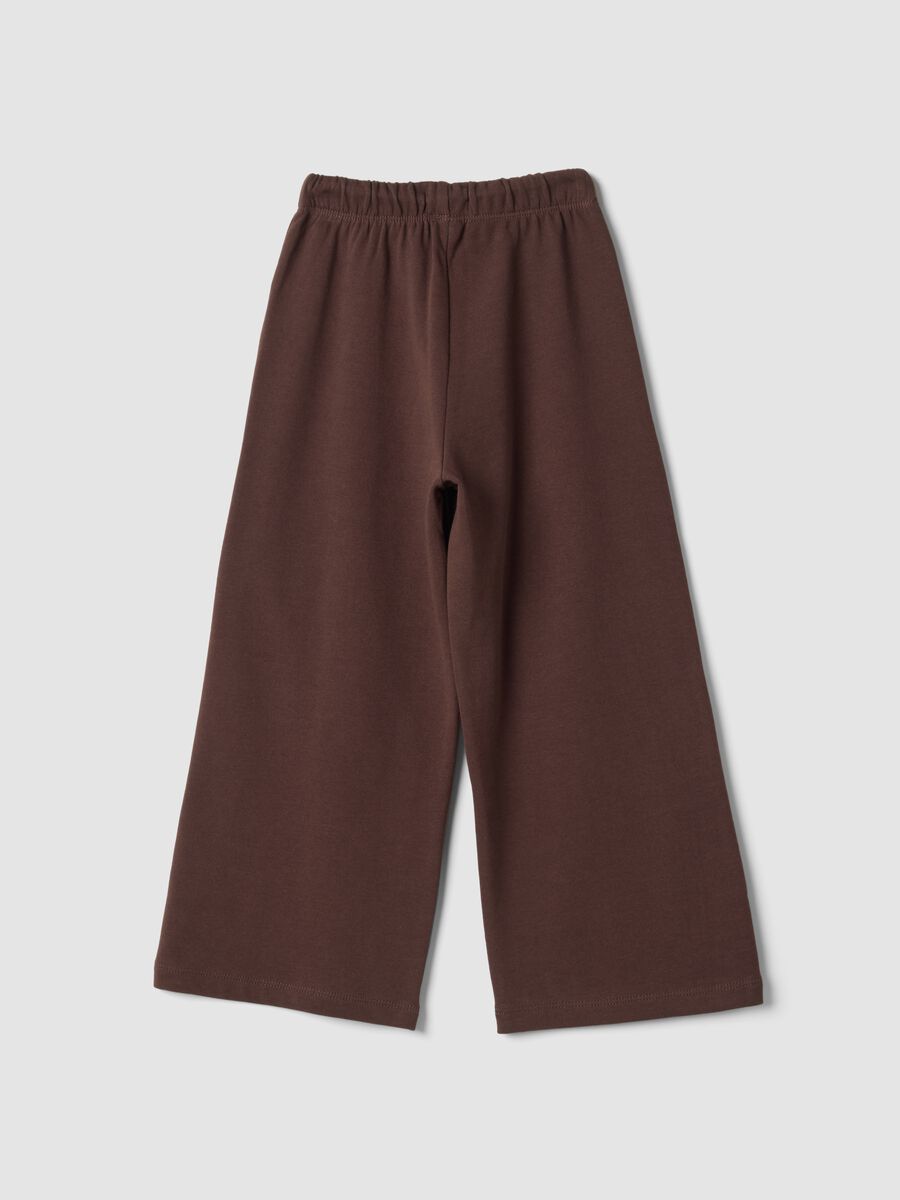 Pantaloni marroni in puro cotone a gamba ampia_1