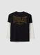 Black regular-fit pure cotton T-shirt with double sleeves and print for boys_1