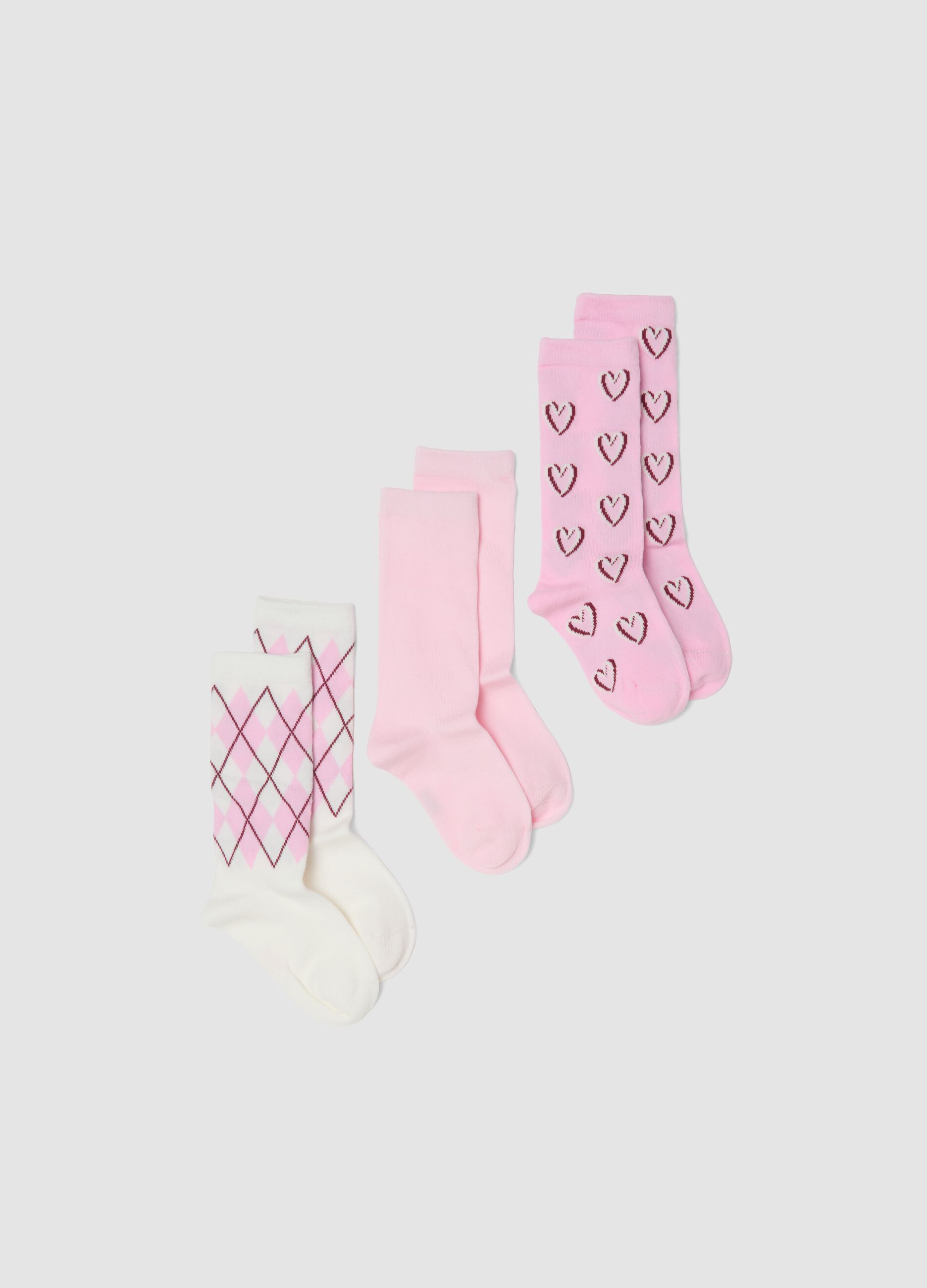 Tripack di calze midi rosa in cotone organico elasticizzato
