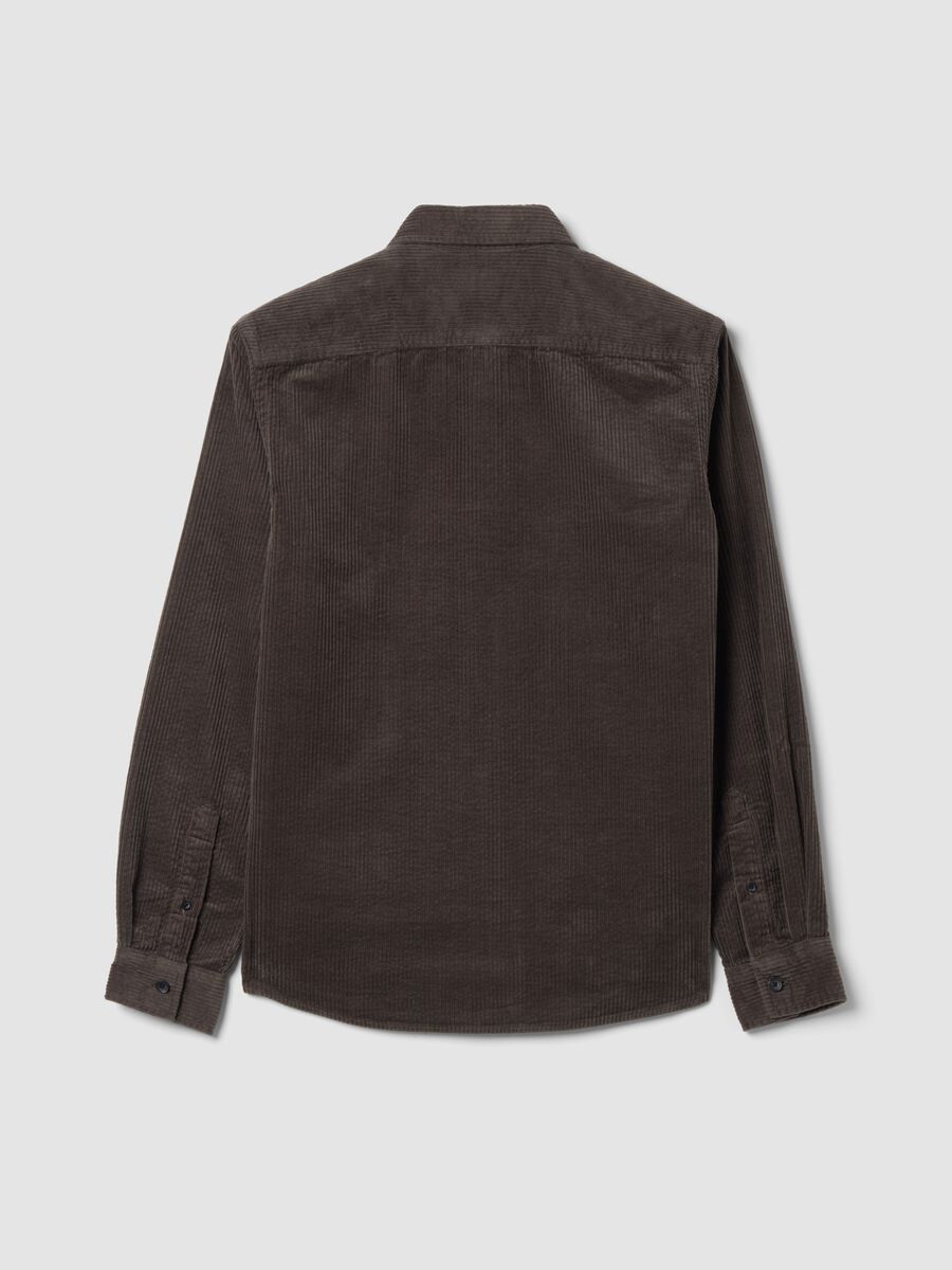 Brown pure cotton ribbed shirt_2