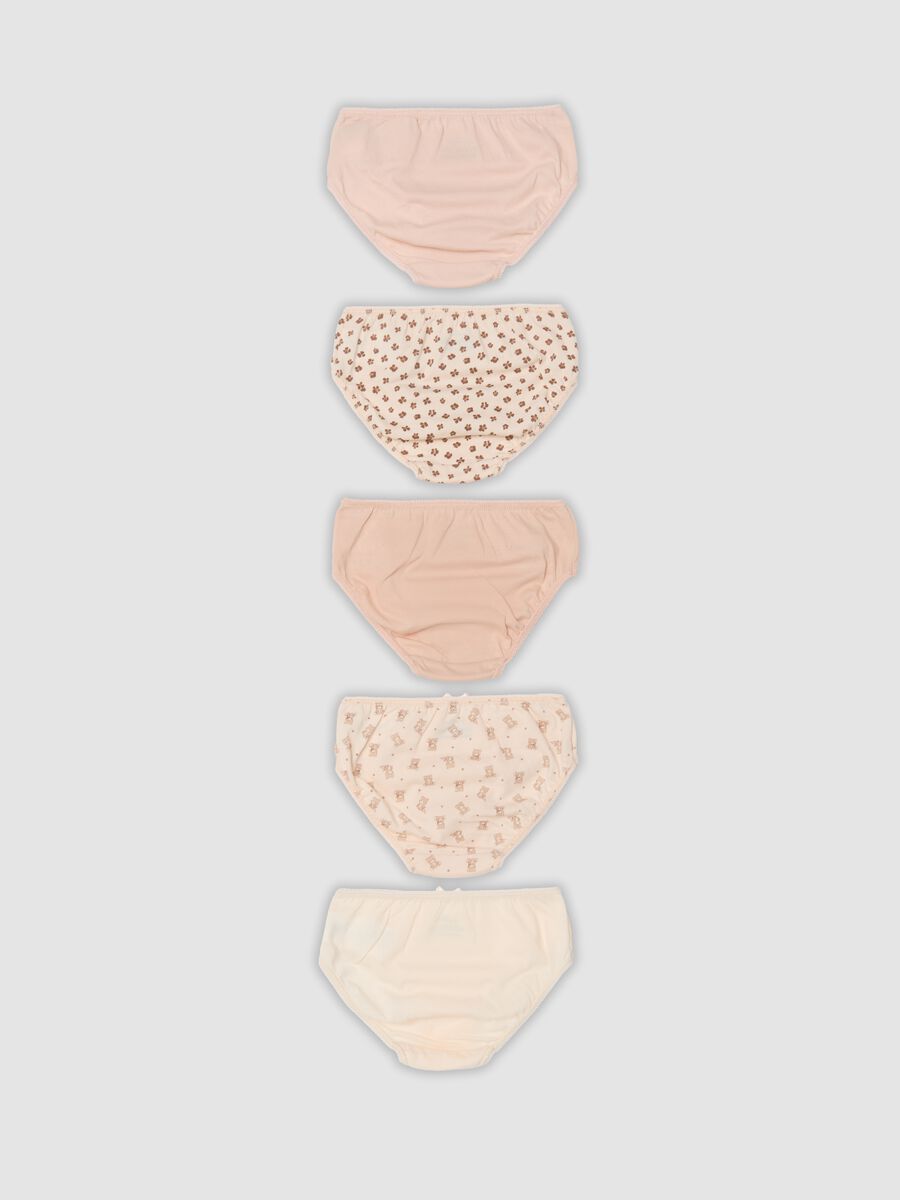 Pack of five multicolour baby girl briefs in pure organic cotton_1