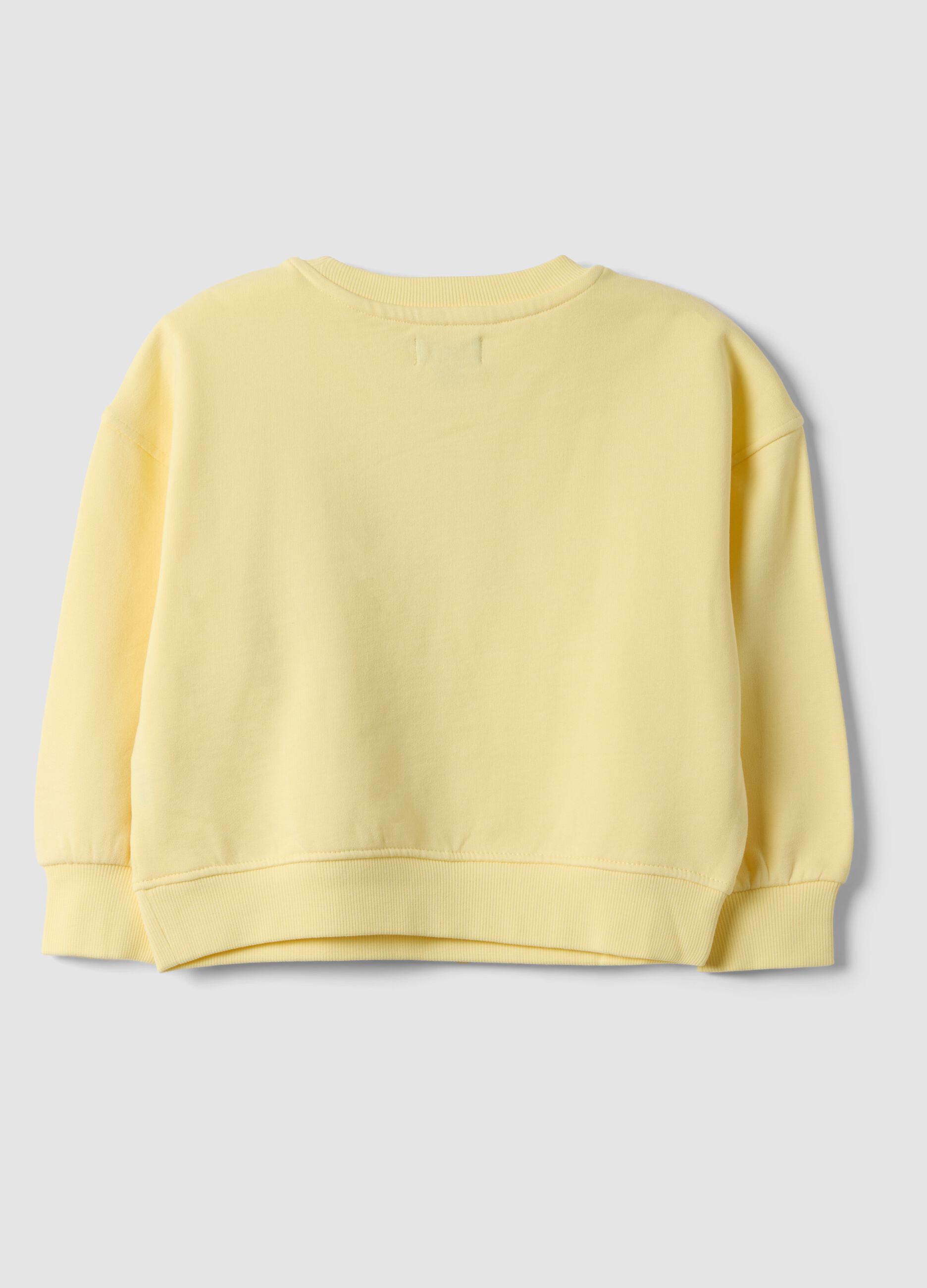 Yellow pure cotton crew-neck sweatshirt with star print