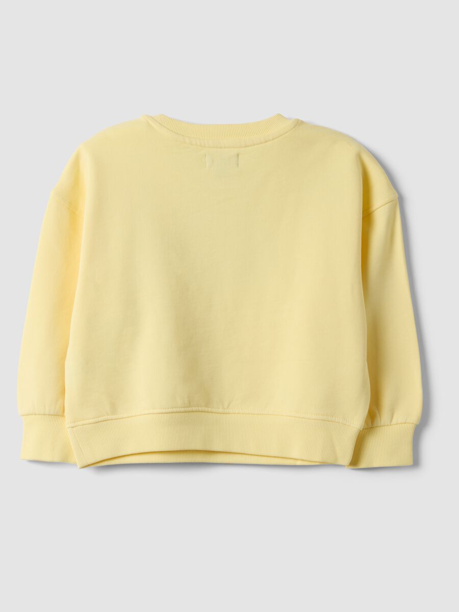 Yellow pure cotton crew-neck sweatshirt with star print_1