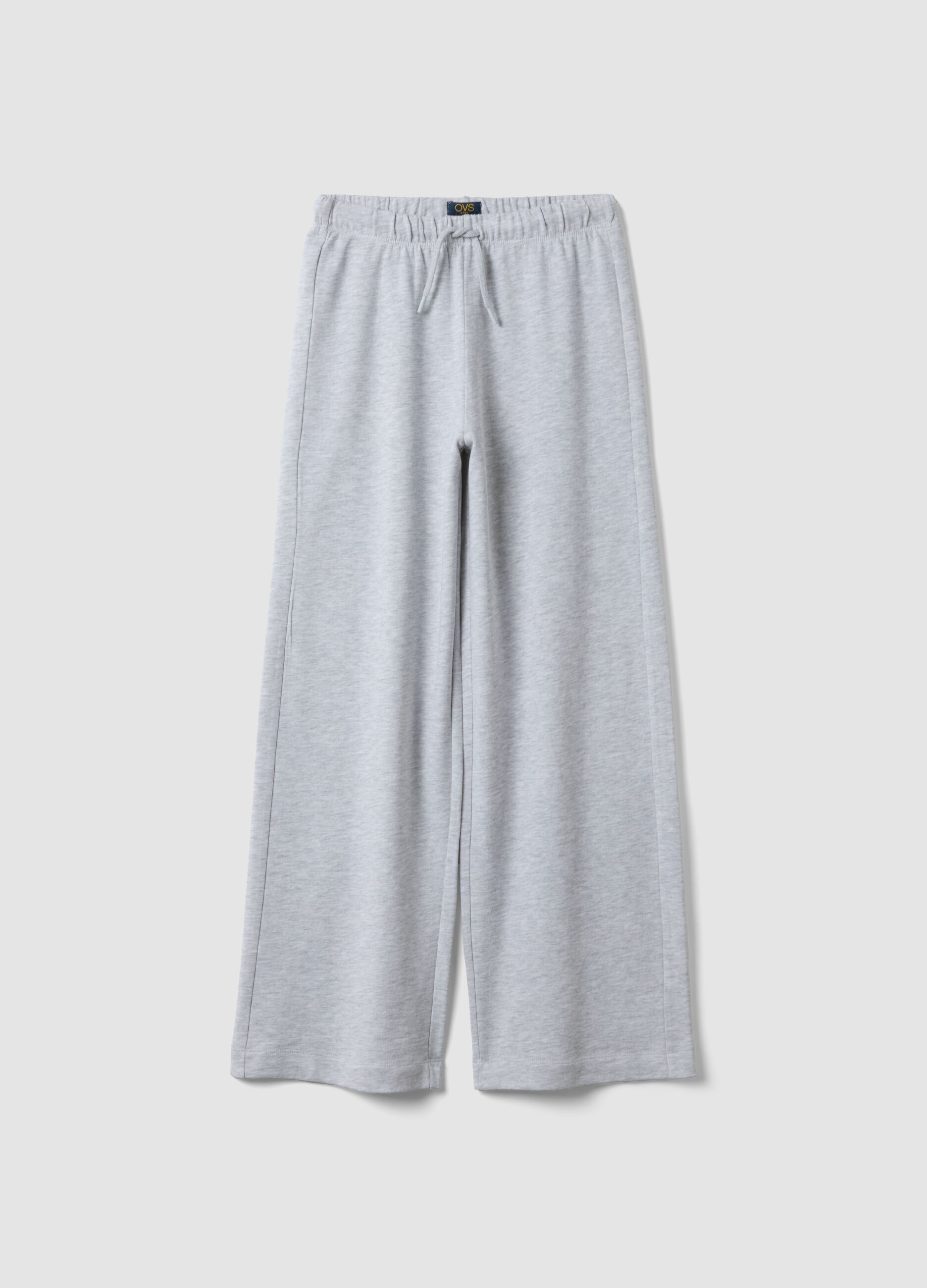 Pantaloni culotte grigio melange in misto cotone e viscosa