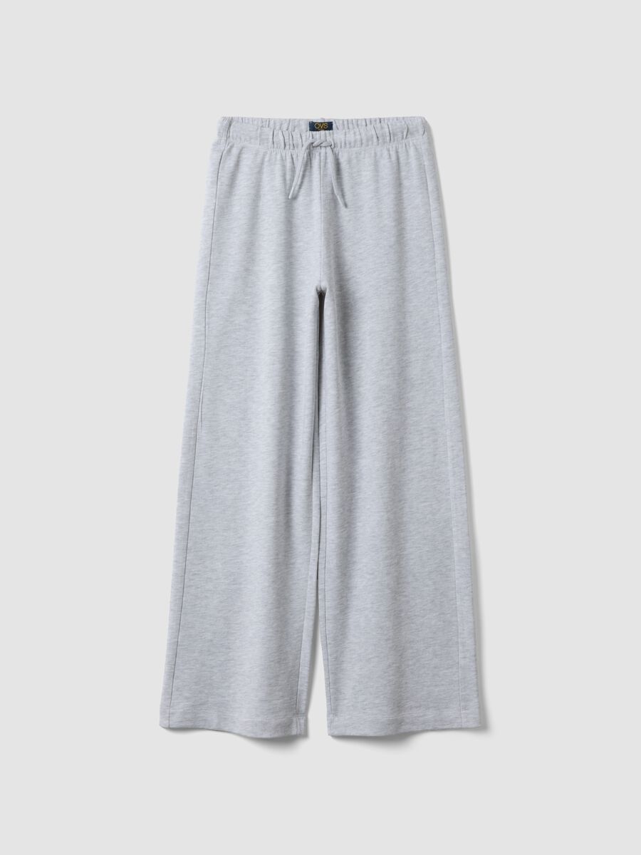 Grey marl culotte trousers in a cotton and viscose blend_0