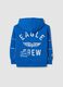 Blue pure cotton oversized hoodie with chest embroidery_1
