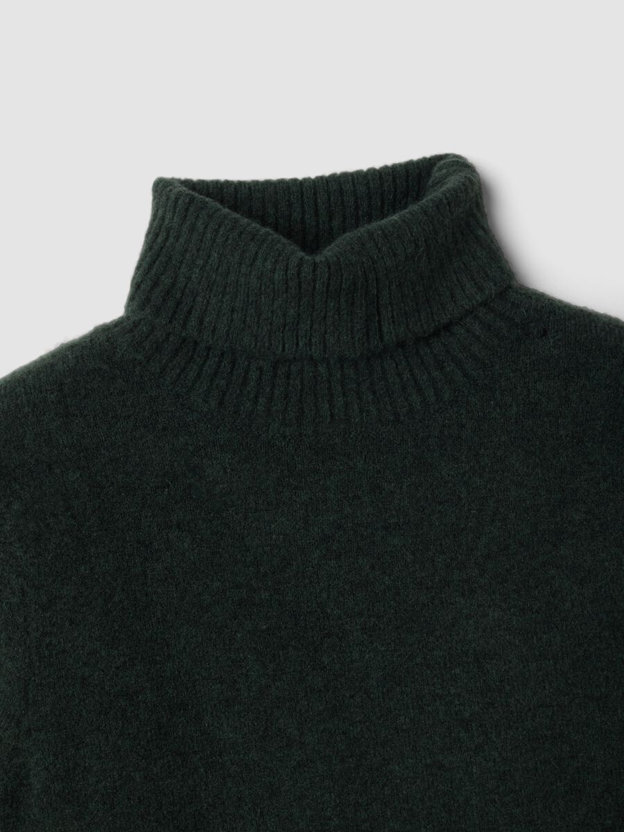 Green stretch-viscose turtleneck top_5