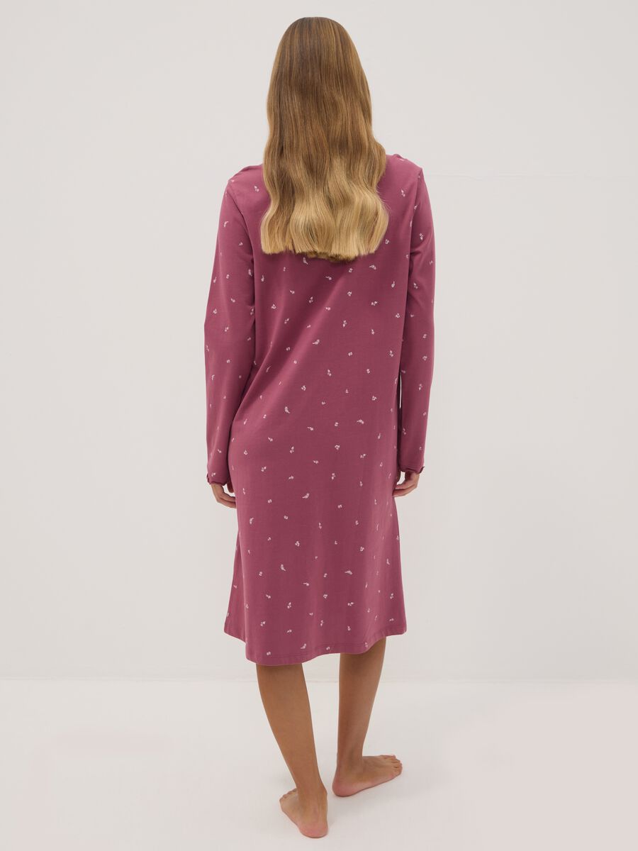Purple organic cotton nightdress with crew neck_3