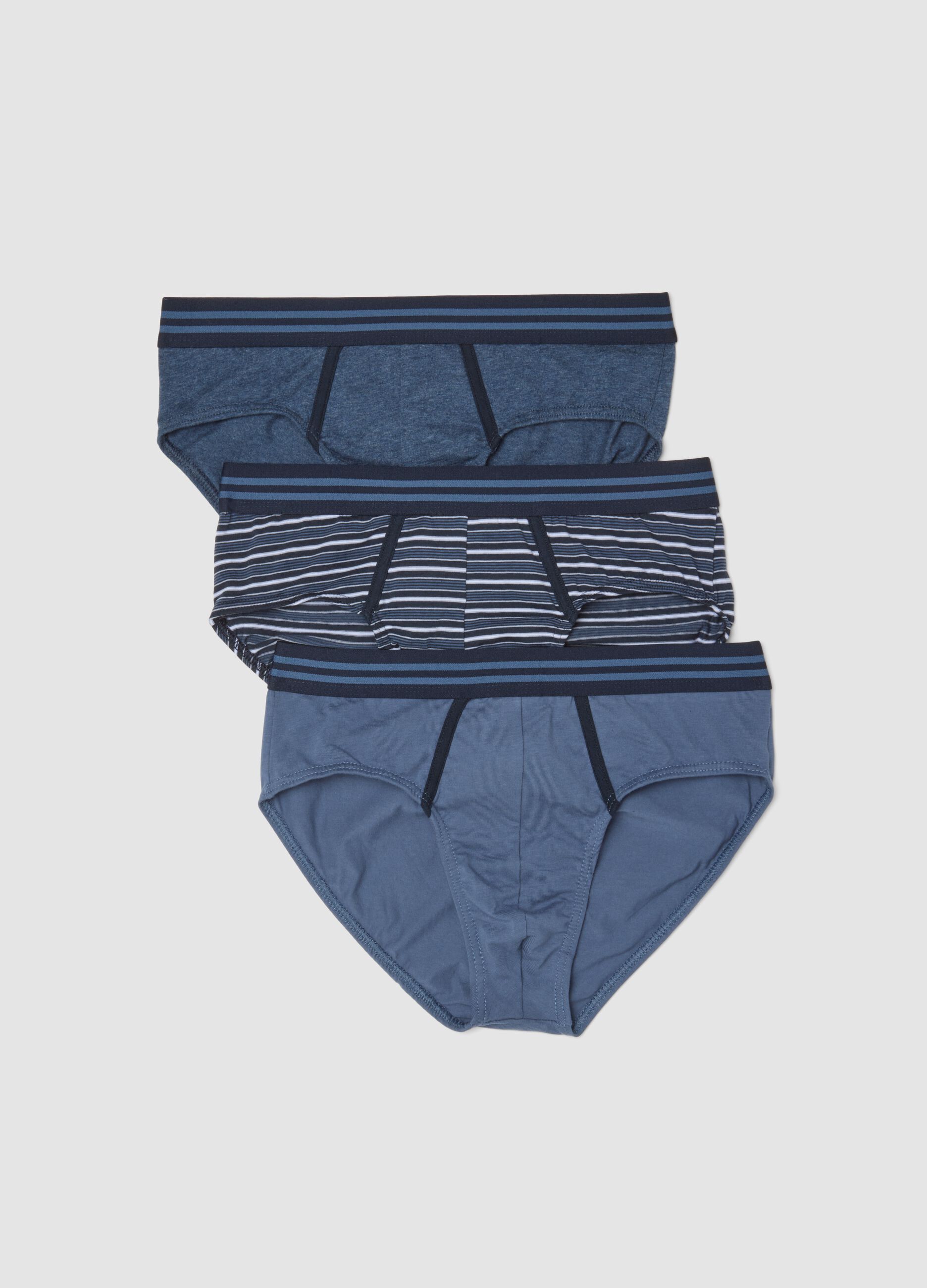 Men&rsquo;s multicolour jersey briefs 3-pack in stretch organic cotton