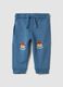 Blue pure cotton jogger trousers with teddy bear print_0