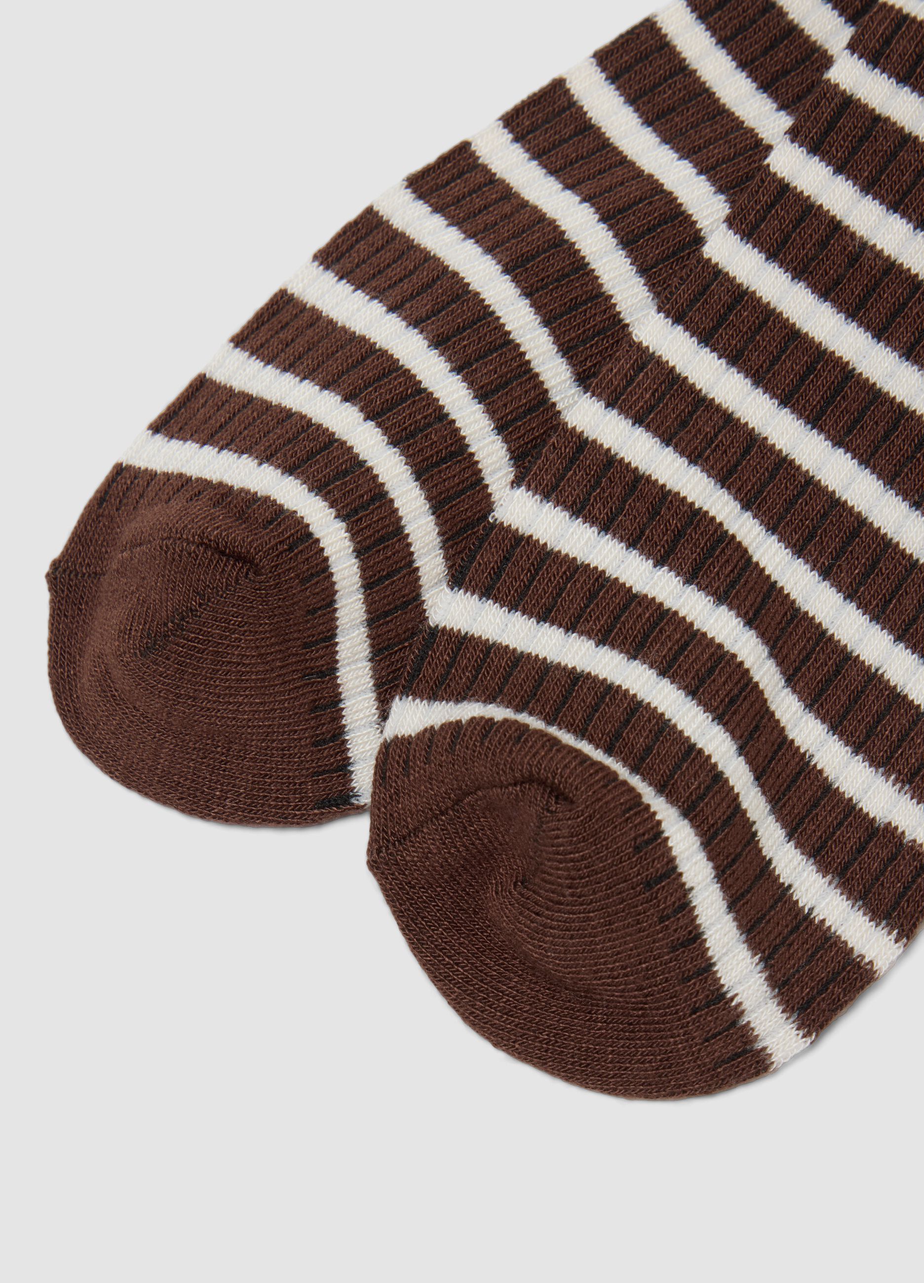 Brown striped stretch-fabric socks