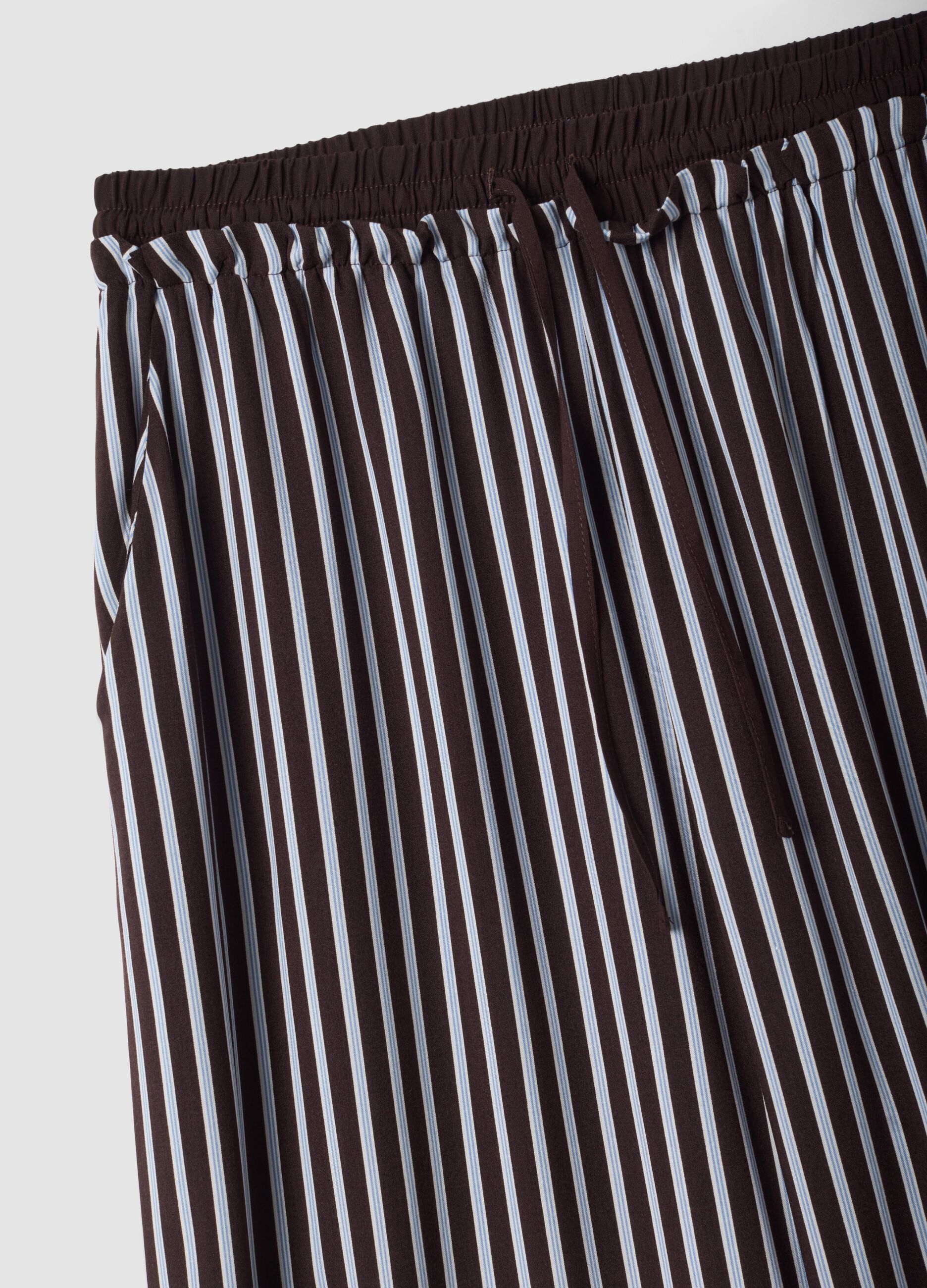 Brown striped pure viscose pyjama bottoms