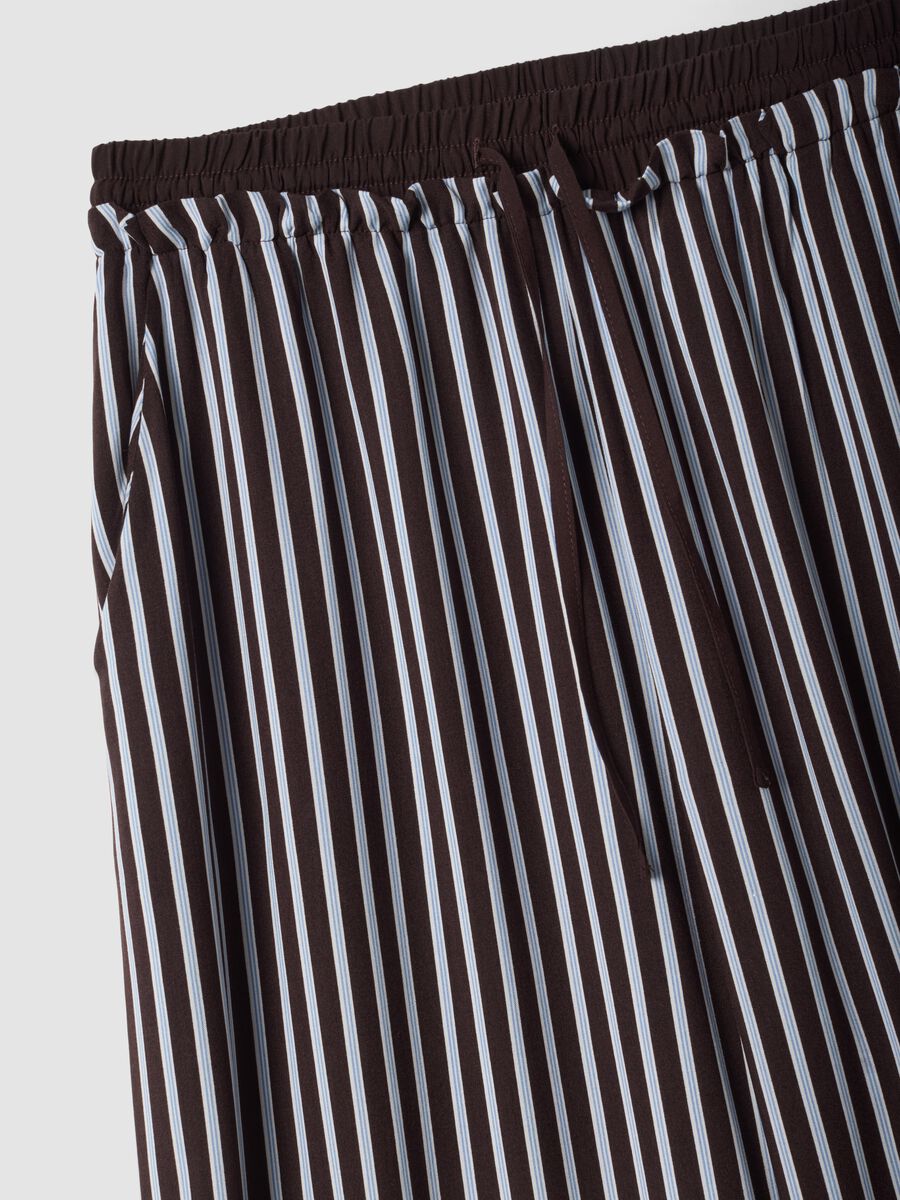 Brown striped pure viscose pyjama bottoms_1
