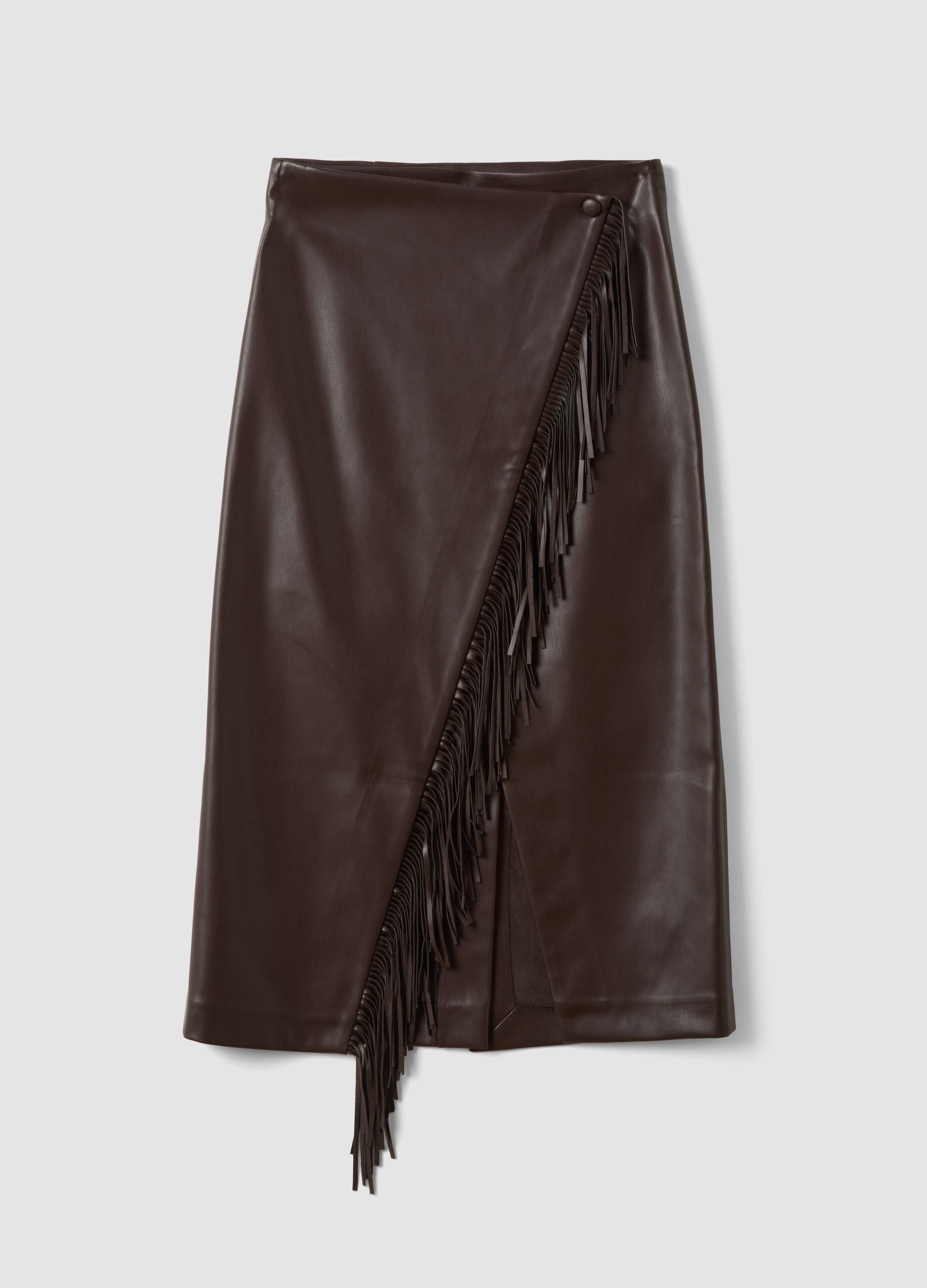 Brown midi skirt with fringe