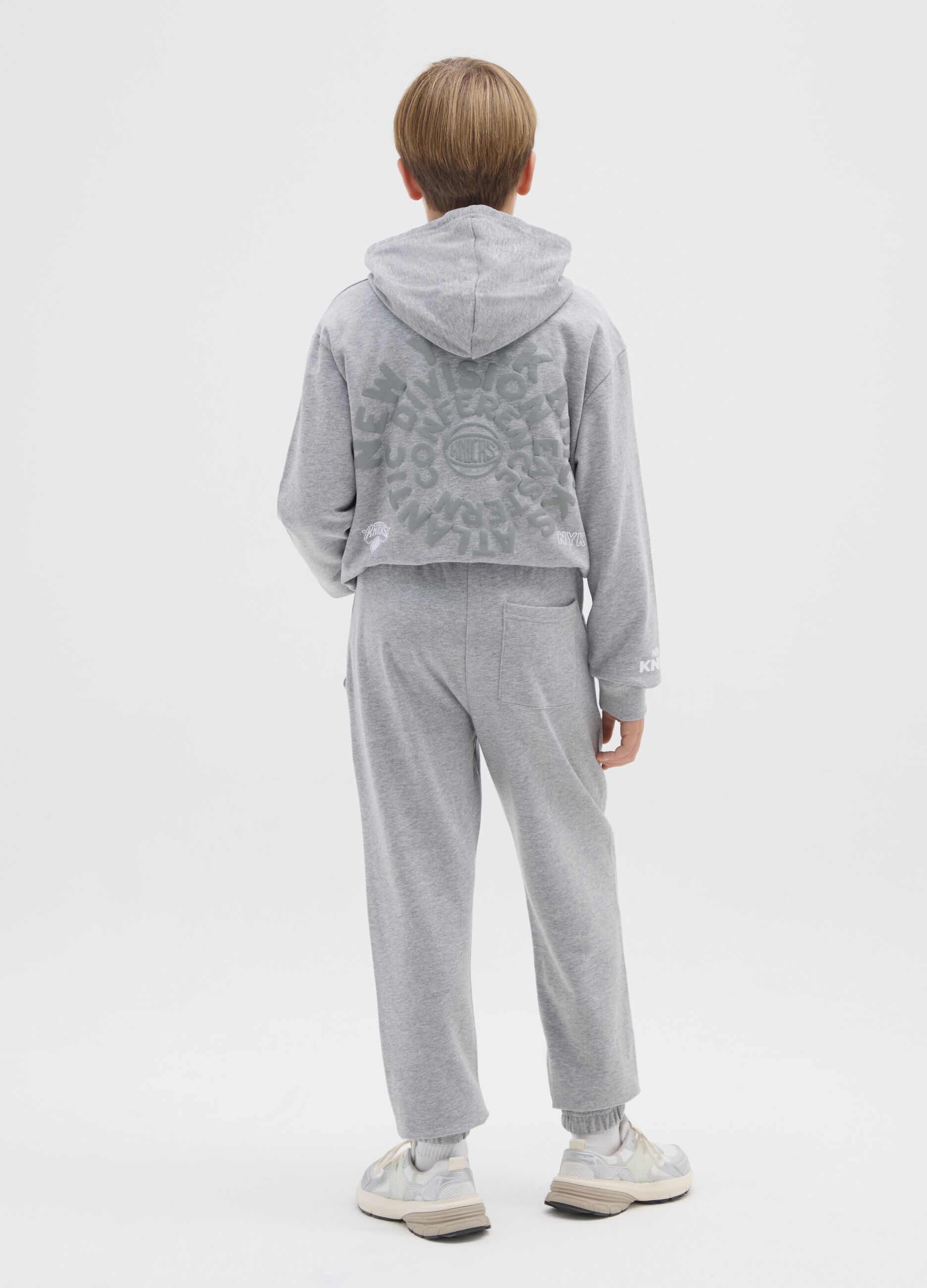 Boy's joggers in grey cotton blend relaxed fit