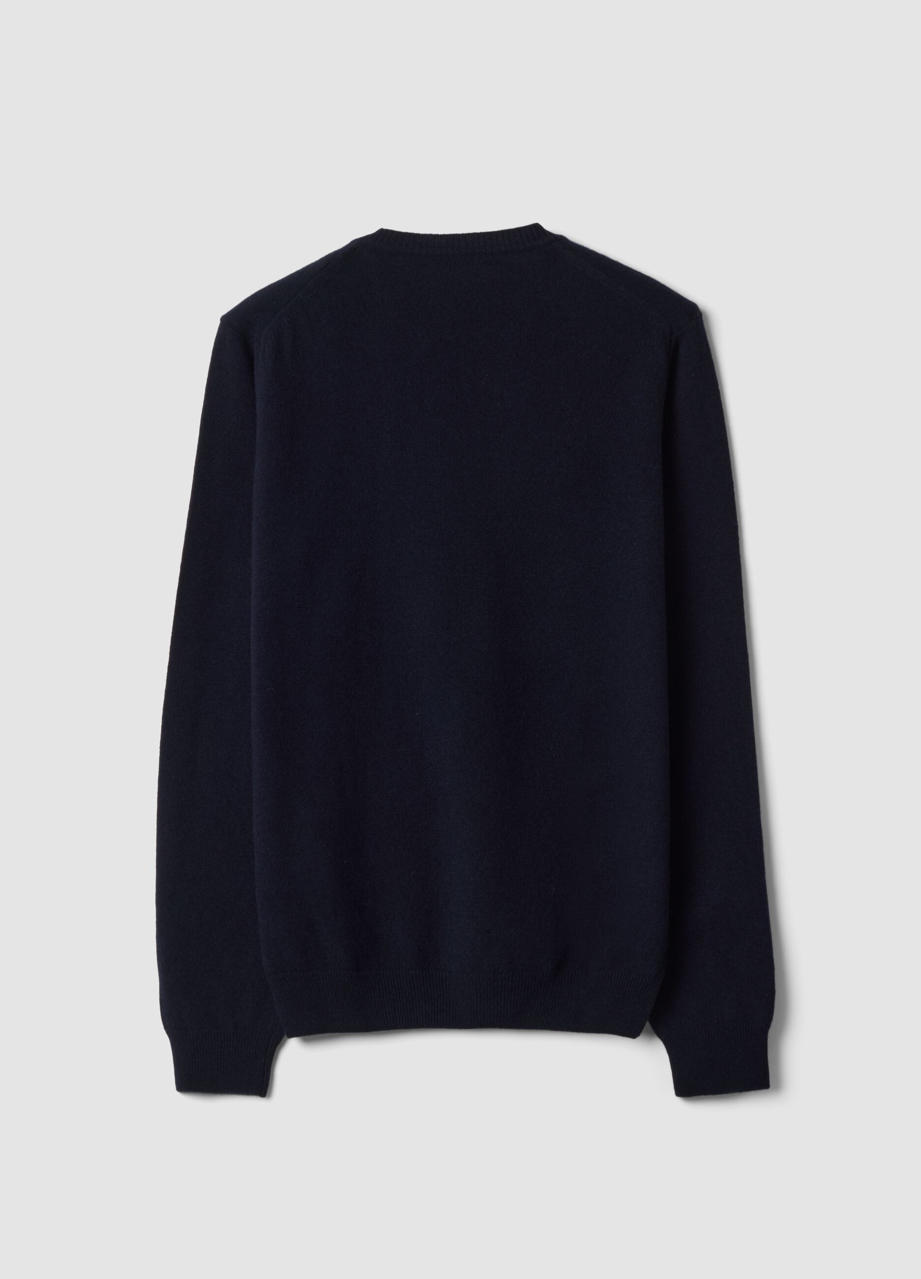 Blue pure wool crew-neck jumper, regular fit