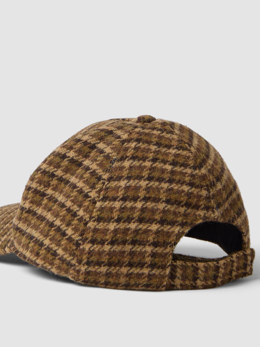 Brown patterned wool and viscose-blend cap_2