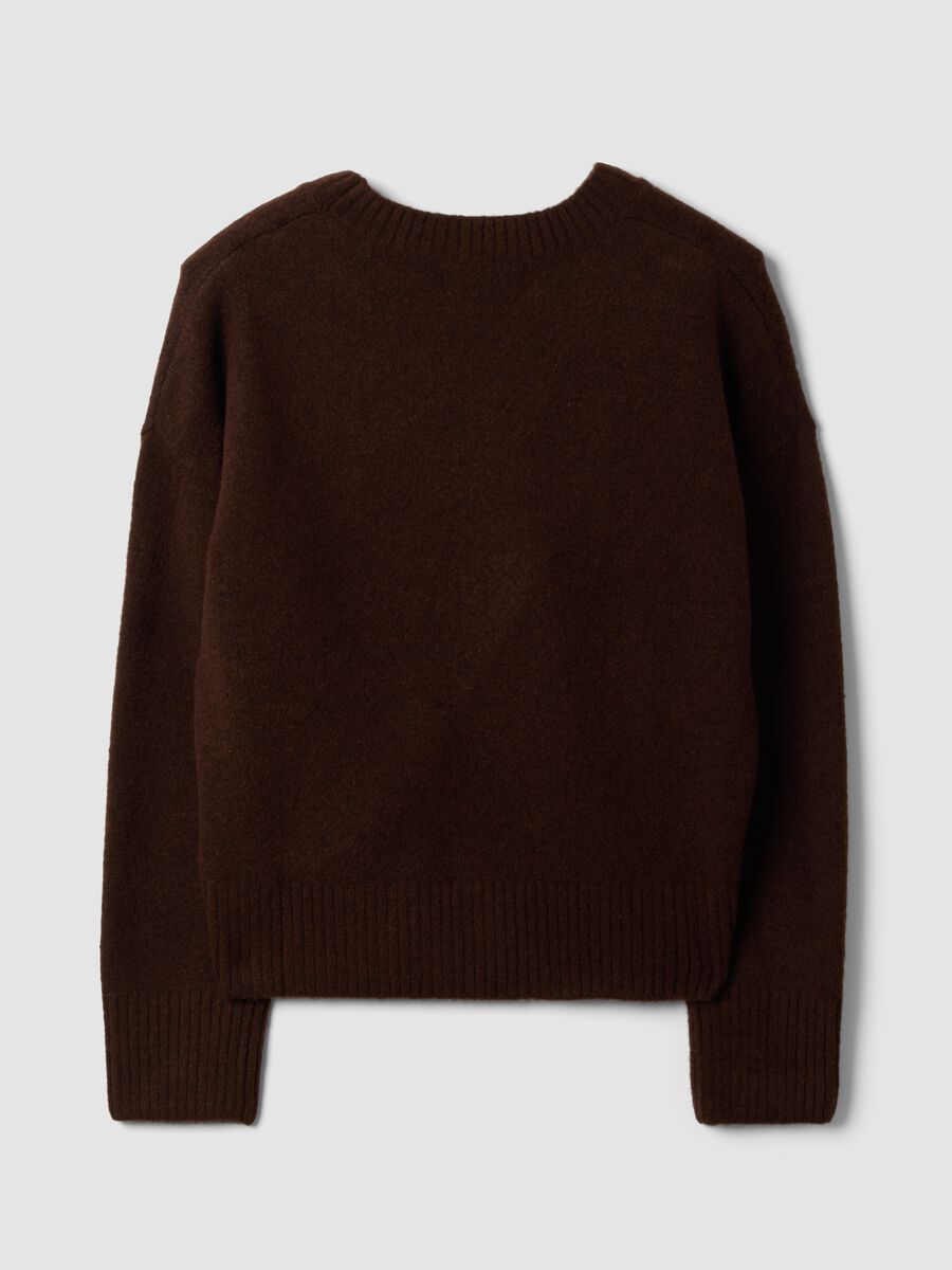 Dark brown crew-neck stretch wool jumper_5