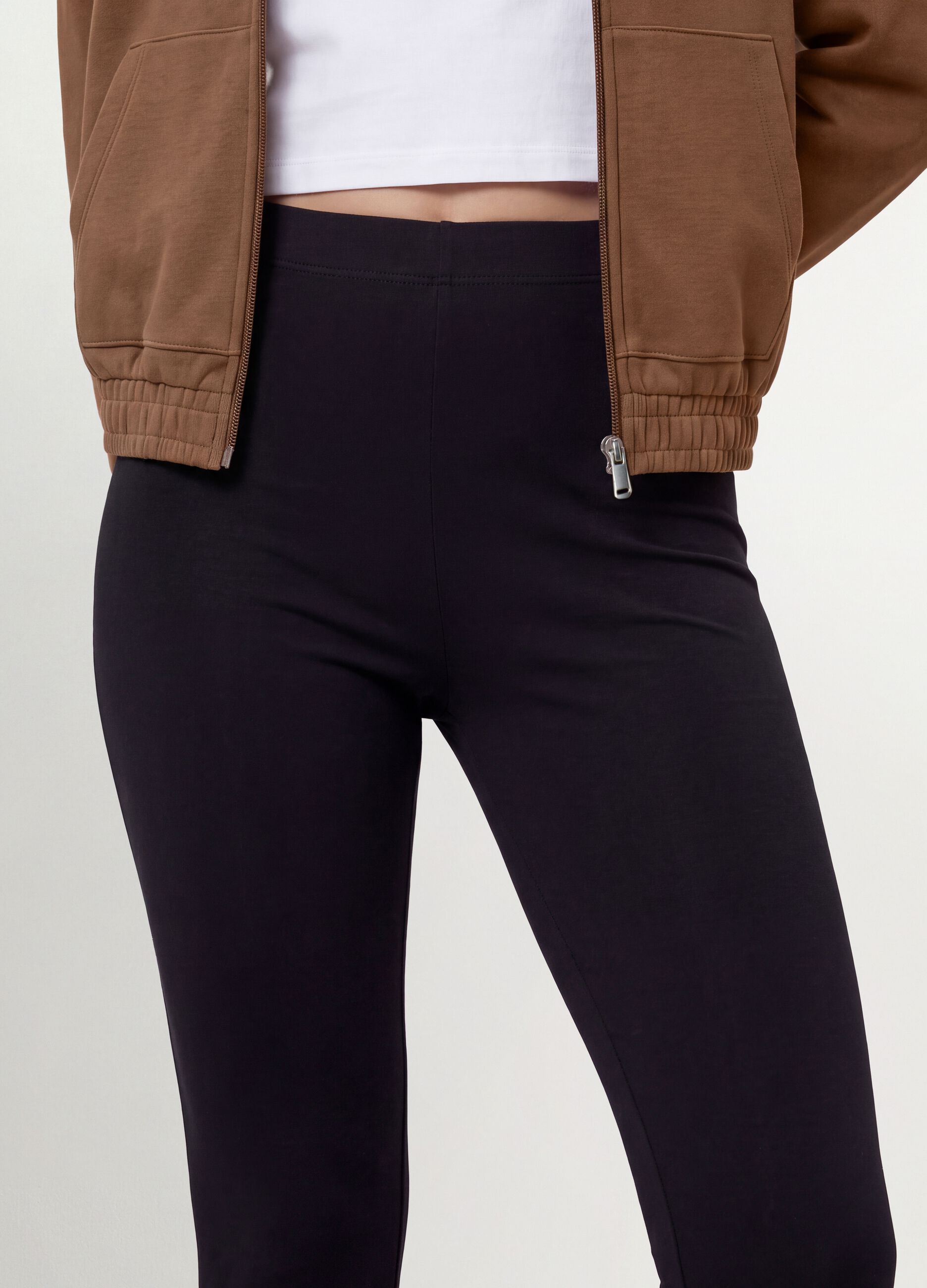 Girls&rsquo; black skinny-fit organic stretch cotton leggings