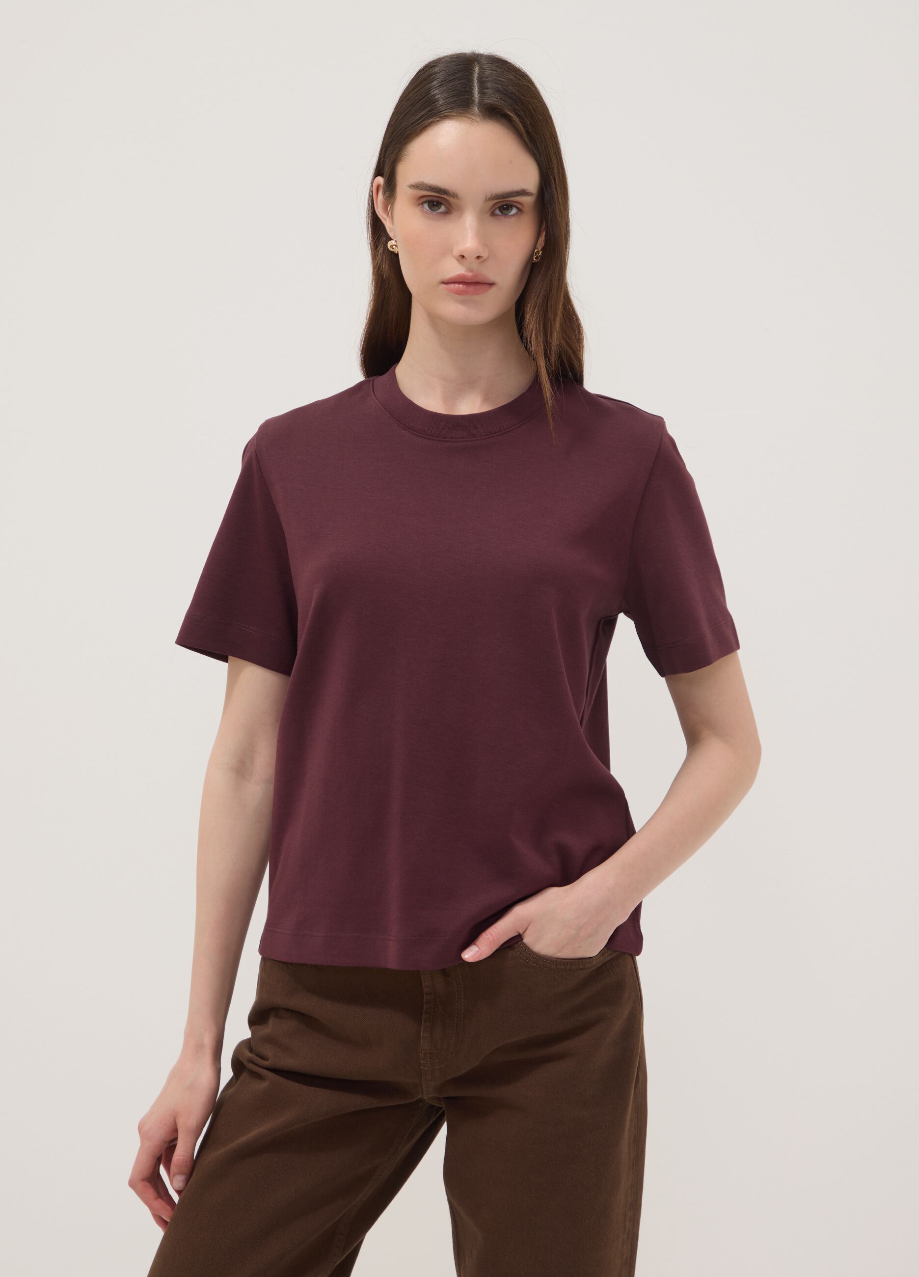 تي شيرت The Iconic Tee بنفسجي من قطن خالص بقصّة مريحة