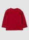 T-shirt rossa in puro cotone organico con girocollo e taschino_1