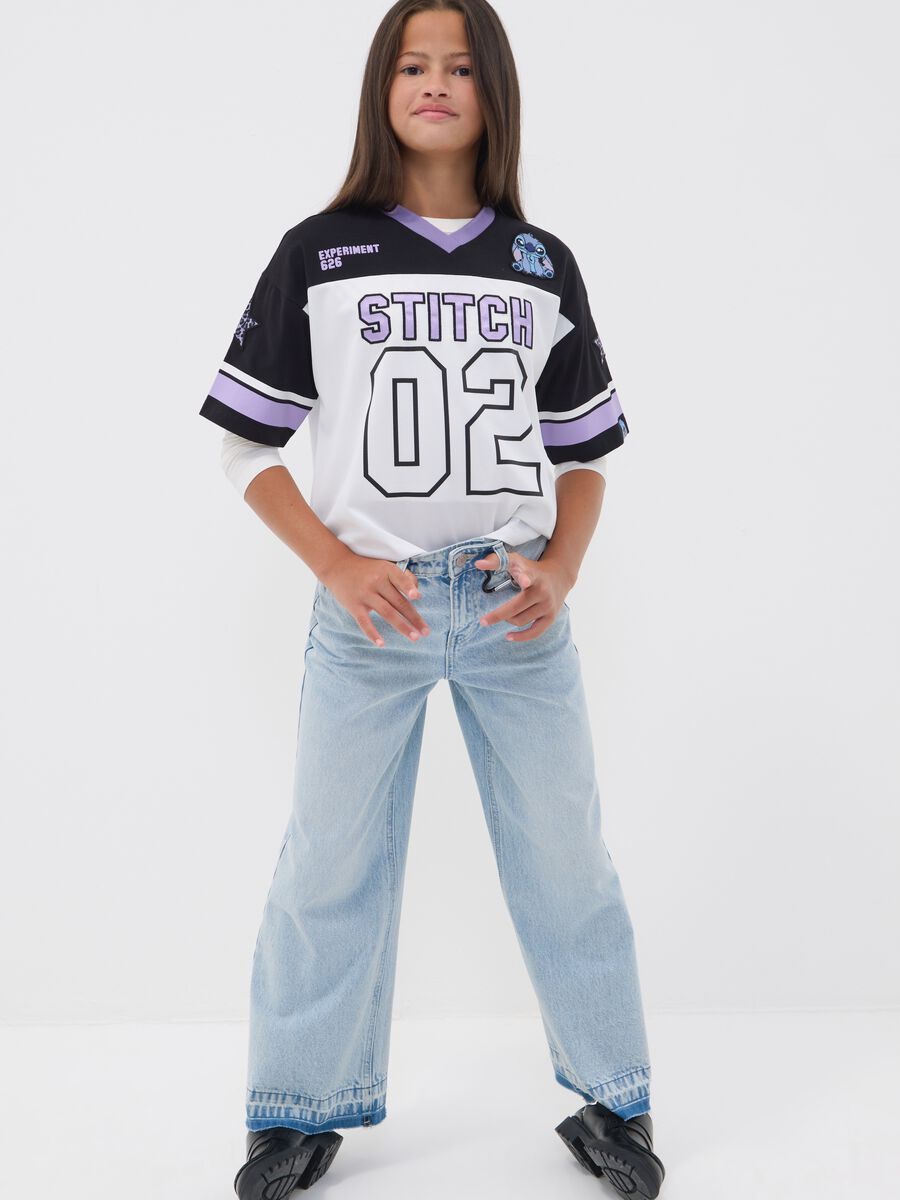 Blue culotte jeans in pure cotton for girls_0