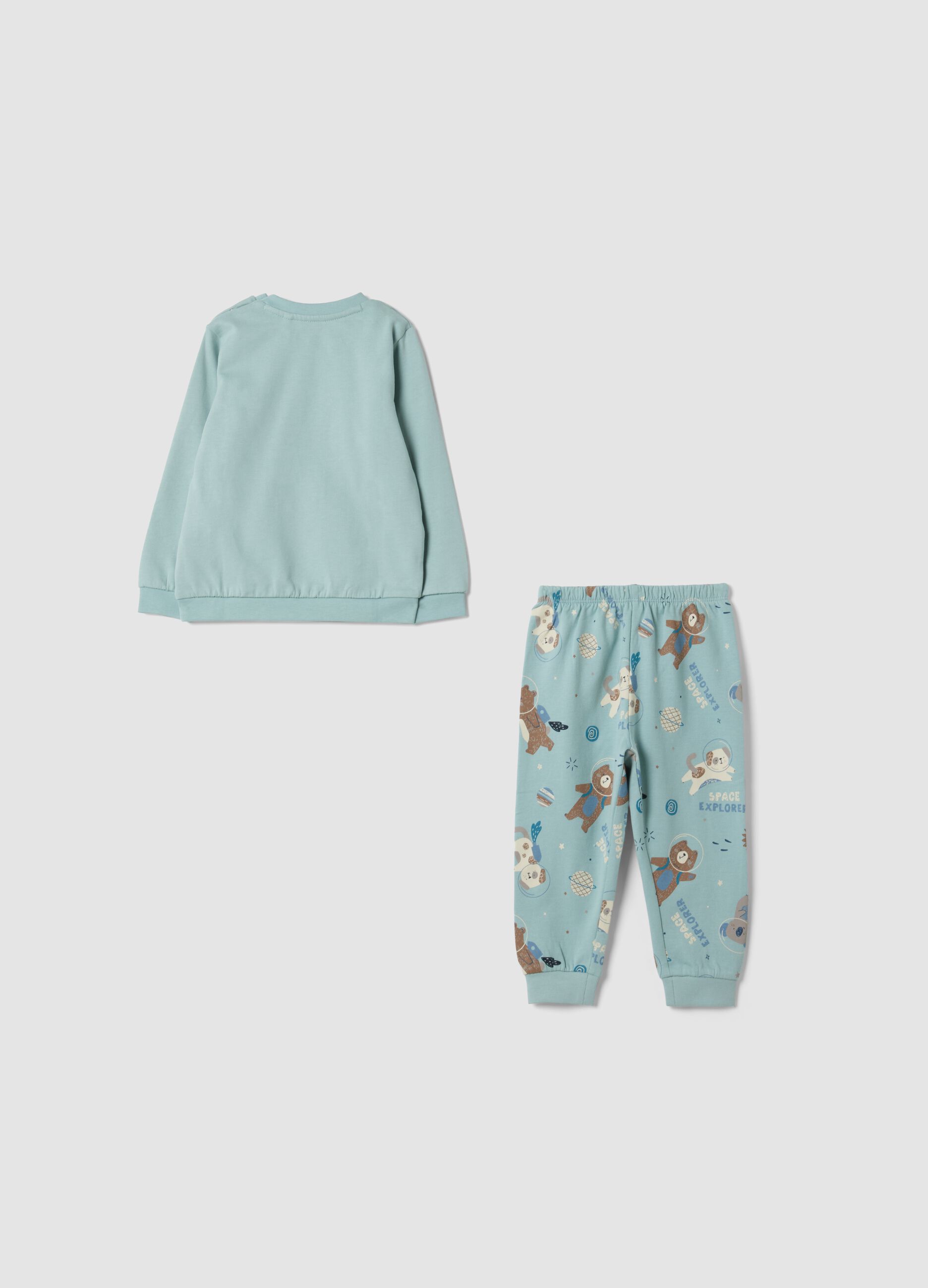 Grey organic cotton babygrow pyjamas with cute animals