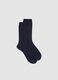 Blue ribbed stretch viscose socks_0