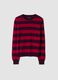 Maglia rossa in pura lana a righe con girocollo_0