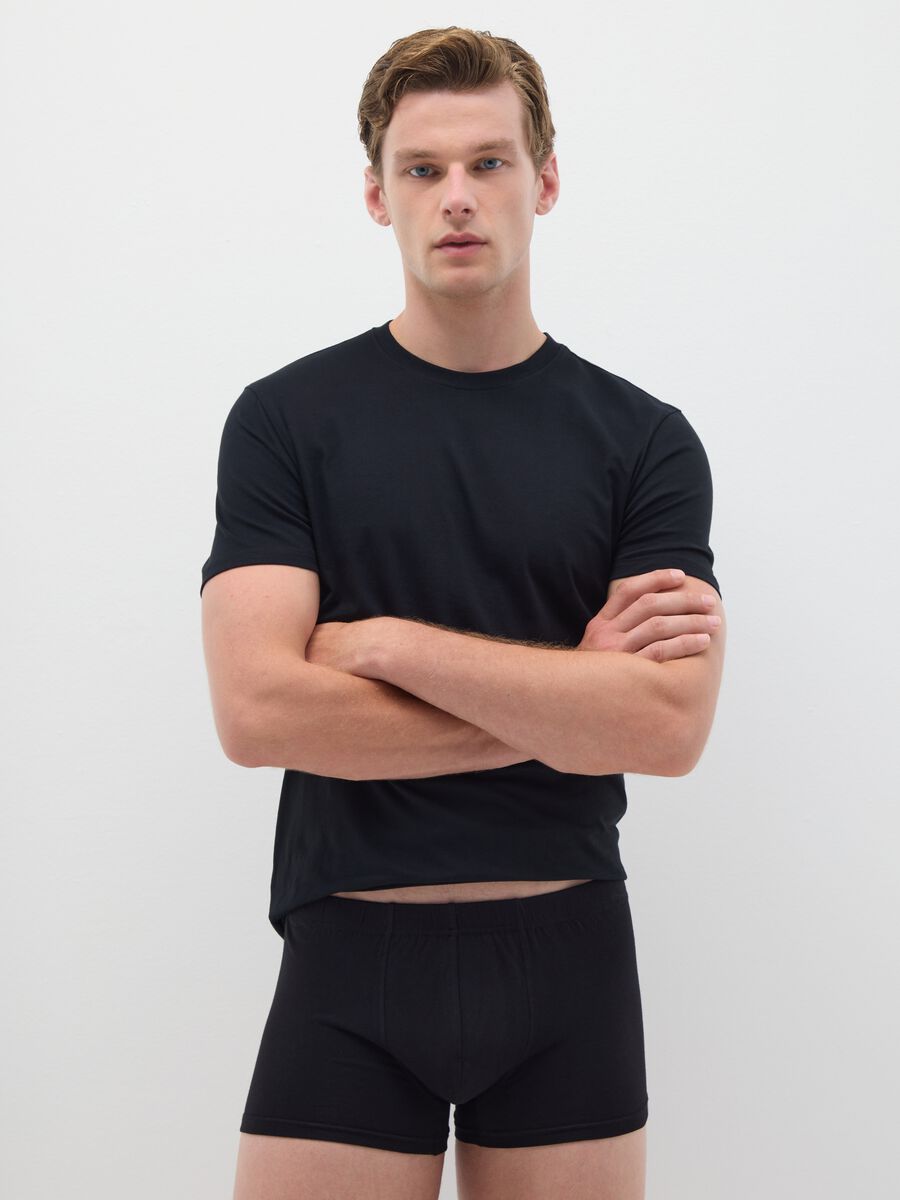 Regular fit black stretchy cotton boxers_0