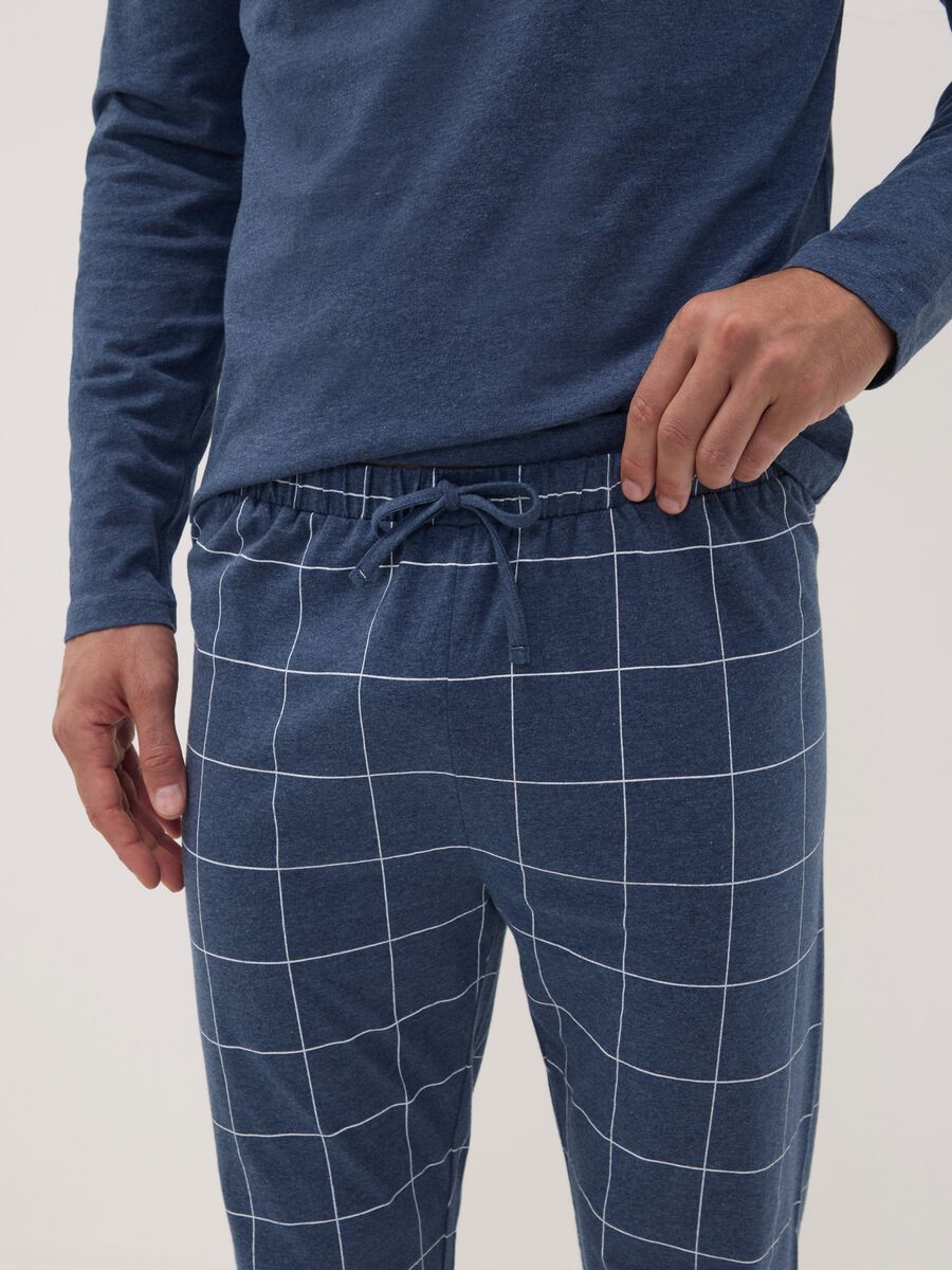 Blue V-neck pyjamas in pure organic cotton_2