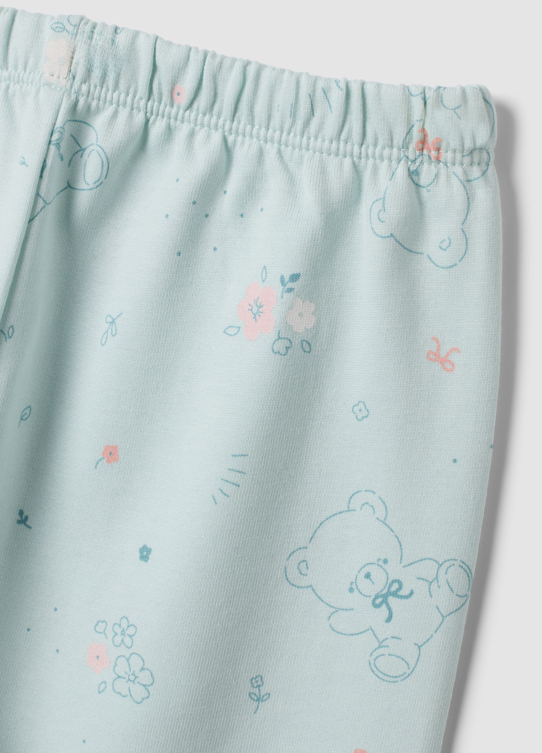 White organic cotton crew-neck pyjamas